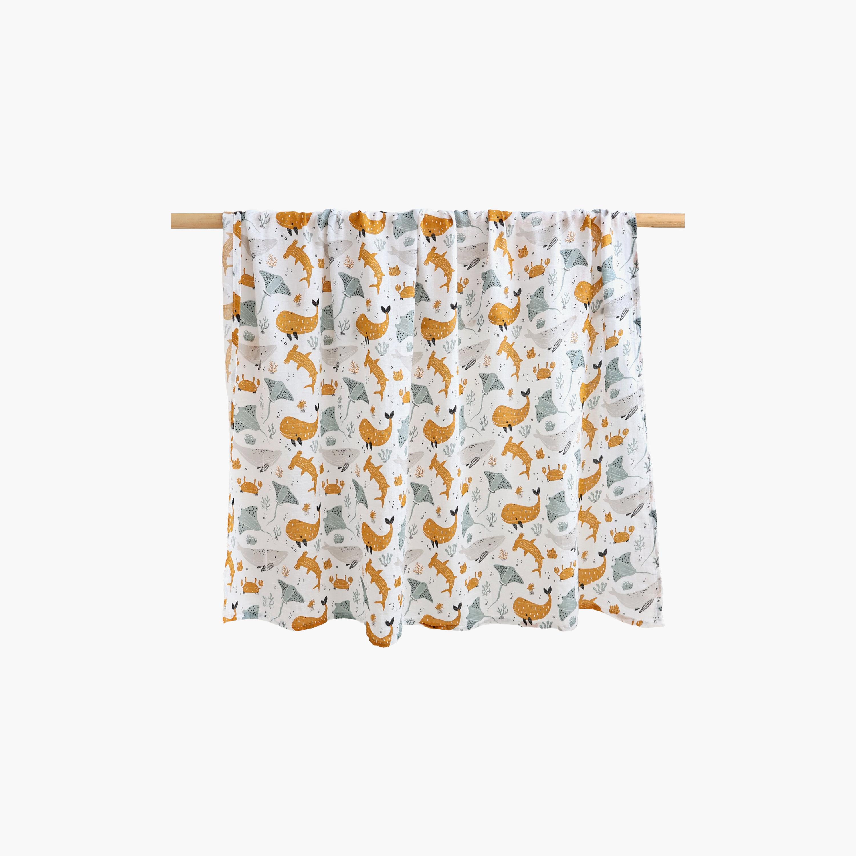 طقم أقمشة قماط فائقة النعومة موديل أندر ذا سي قطعتين من كيندر فالي-baby-nursery-blanketsandswaddles-receivingblankets-image-5