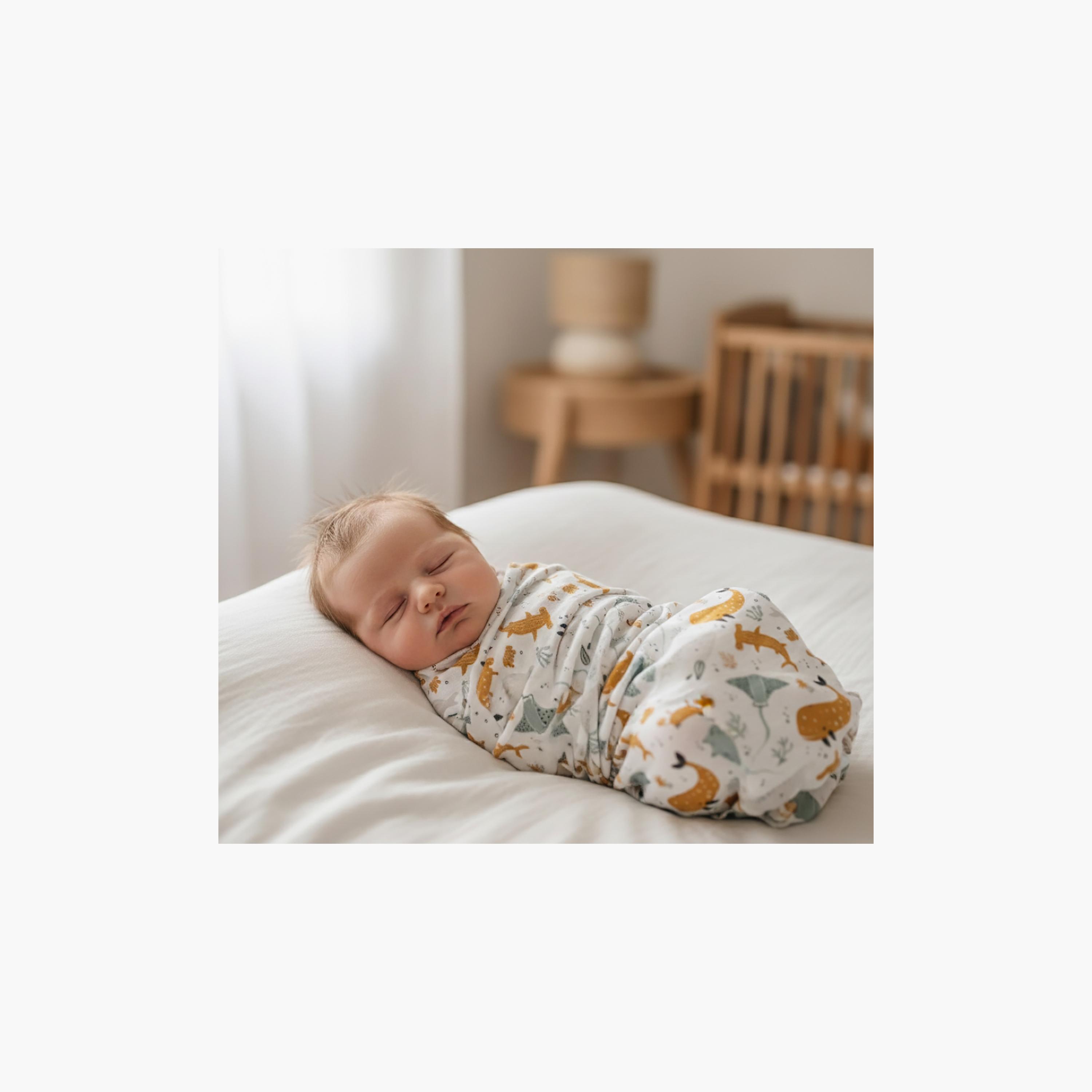 طقم أقمشة قماط فائقة النعومة موديل أندر ذا سي قطعتين من كيندر فالي-baby-nursery-blanketsandswaddles-receivingblankets-image-7