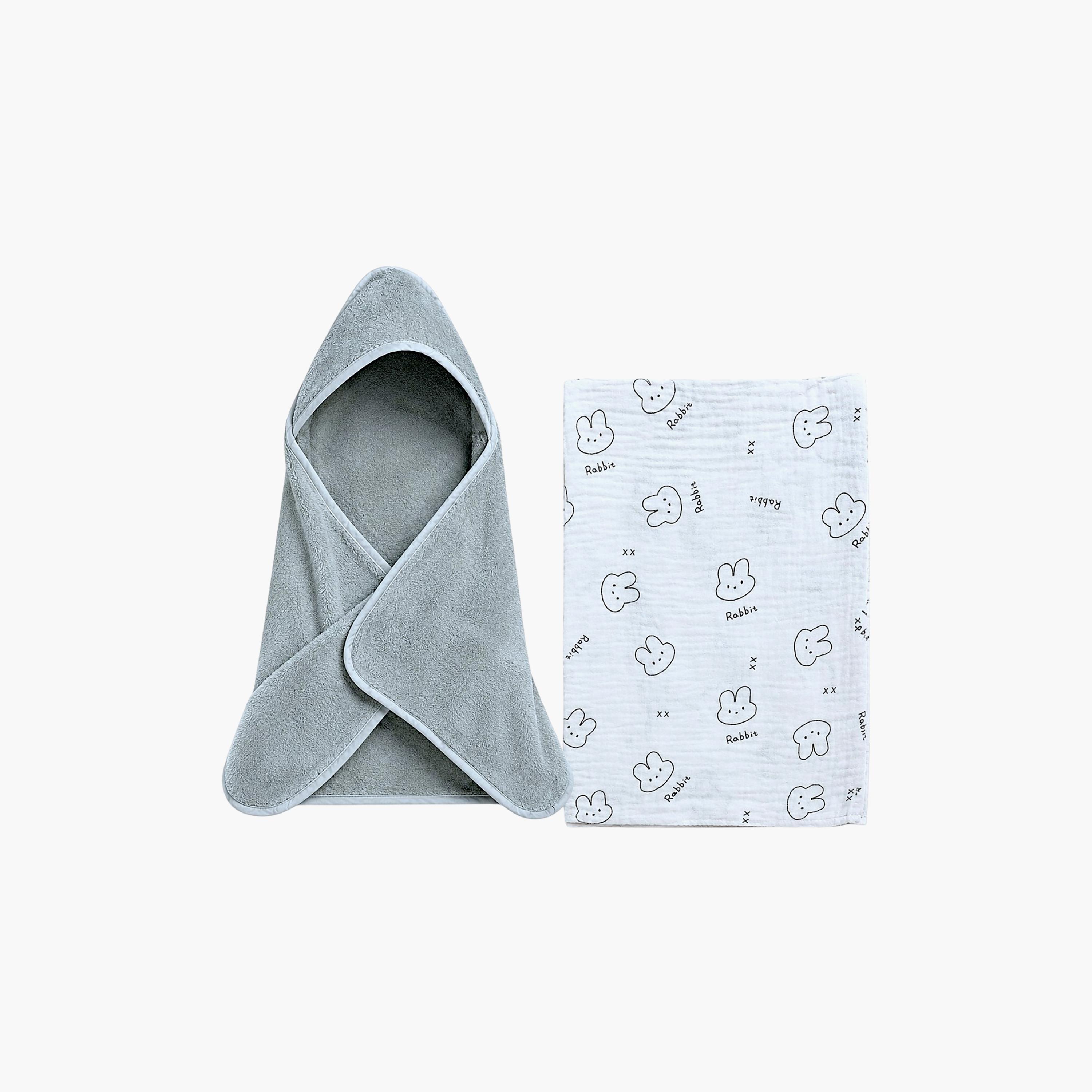 طقم منشفة مع غطاء رأس وقماط فائق التهوية من كيندر فالي-baby-bathandcare-towels-image-1
