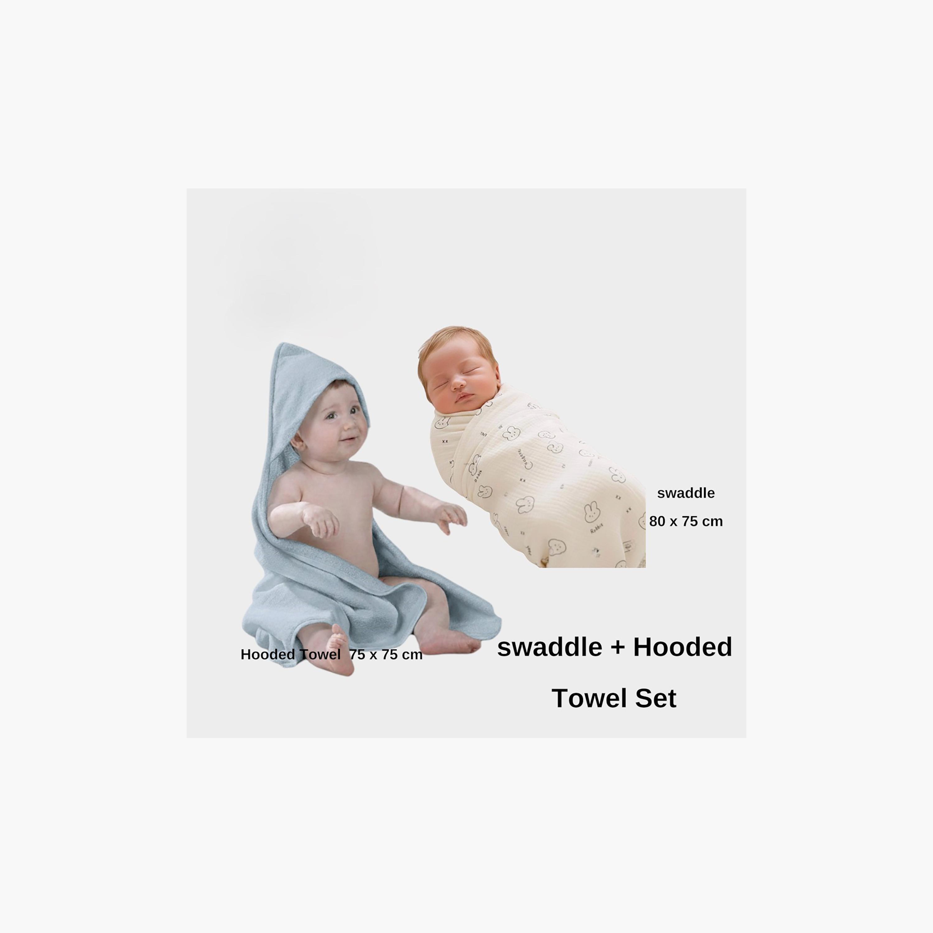 طقم منشفة مع غطاء رأس وقماط فائق التهوية من كيندر فالي-baby-bathandcare-towels-image-11
