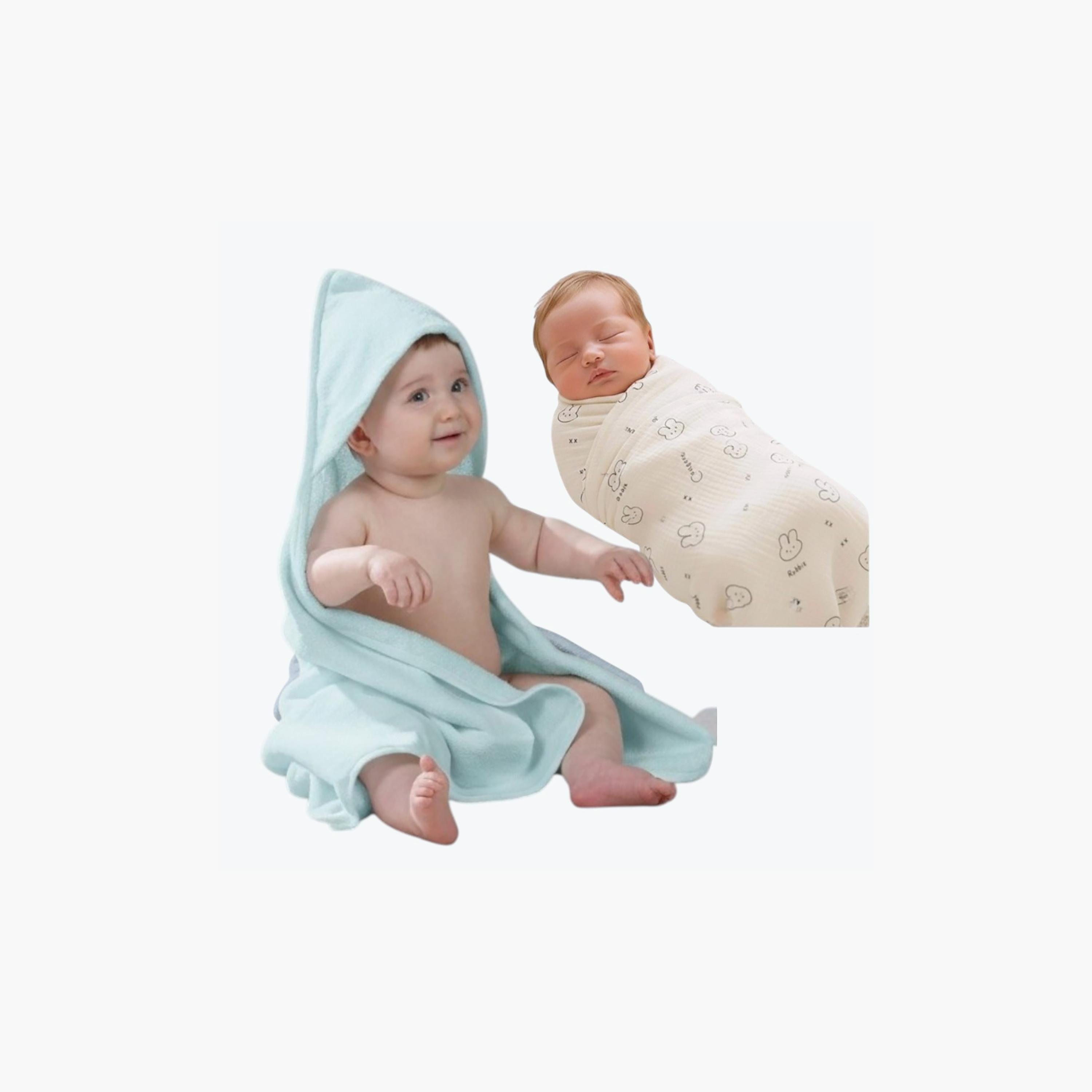 طقم منشفة مع غطاء رأس وقماط فائق التهوية من كيندر فالي-baby-bathandcare-towels-image-7