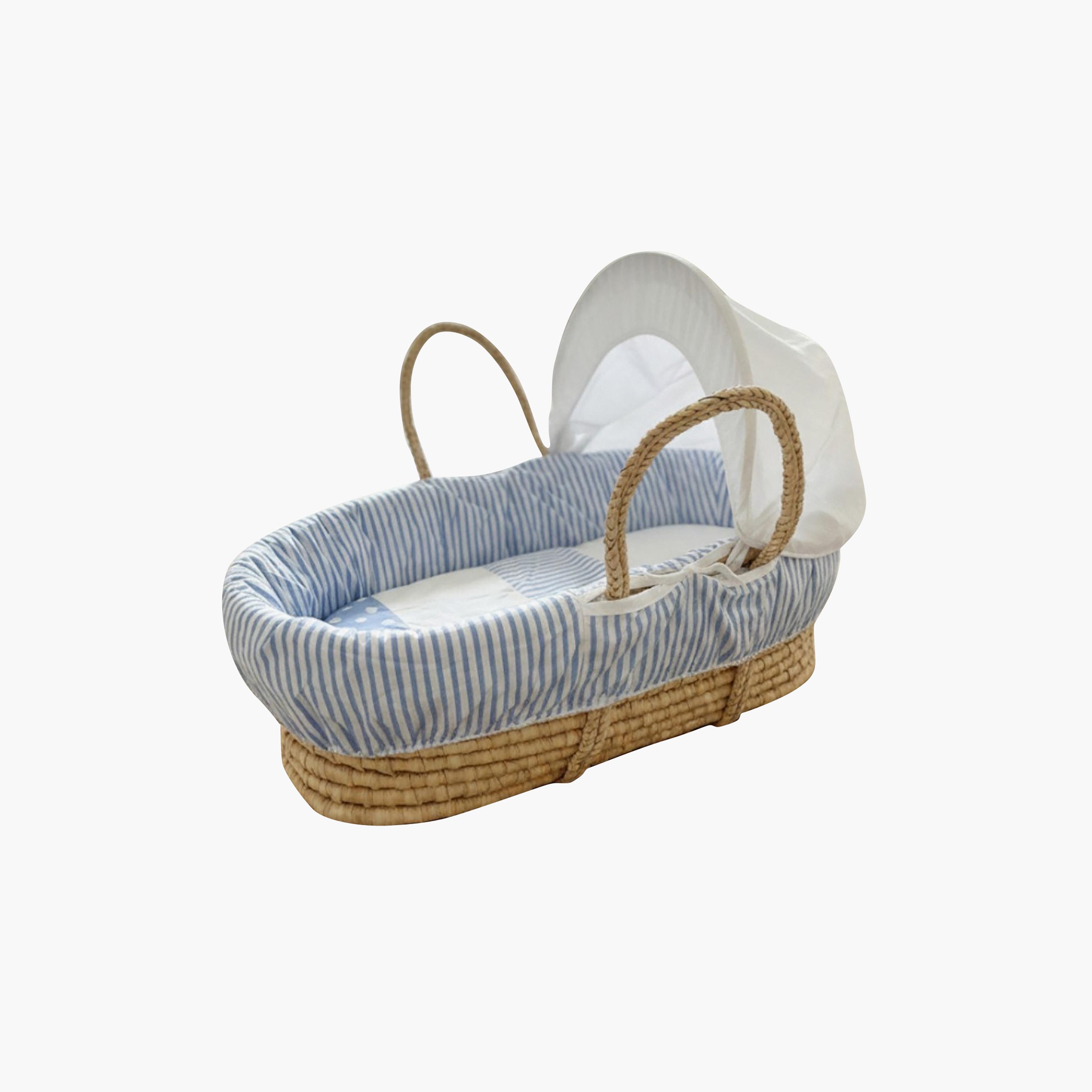 Kinder Valley Striped Moses Basket with Canopy-baby-nursery-furniture-mosesbaskets-image-1