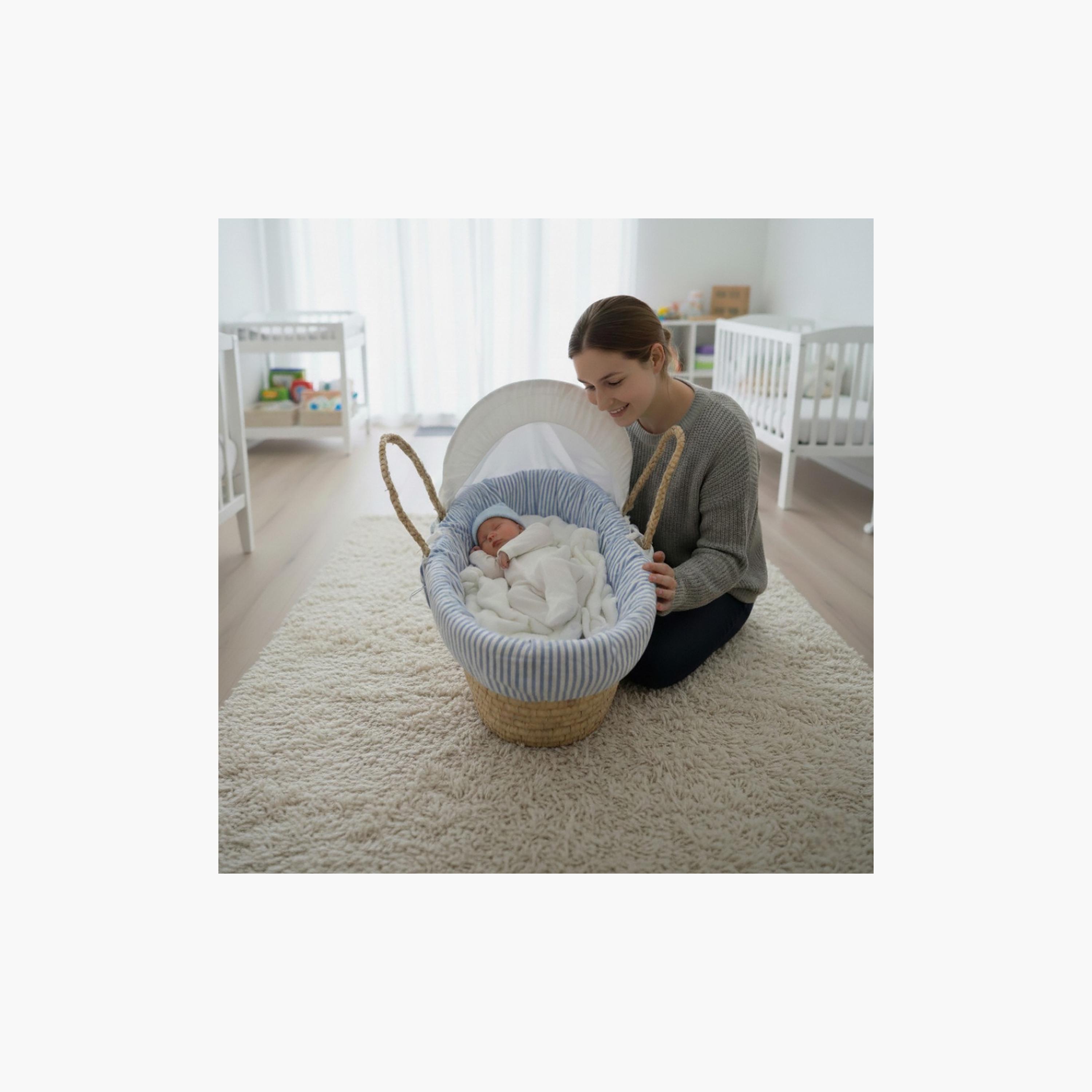 Kinder Valley Striped Moses Basket with Canopy-baby-nursery-furniture-mosesbaskets-image-2