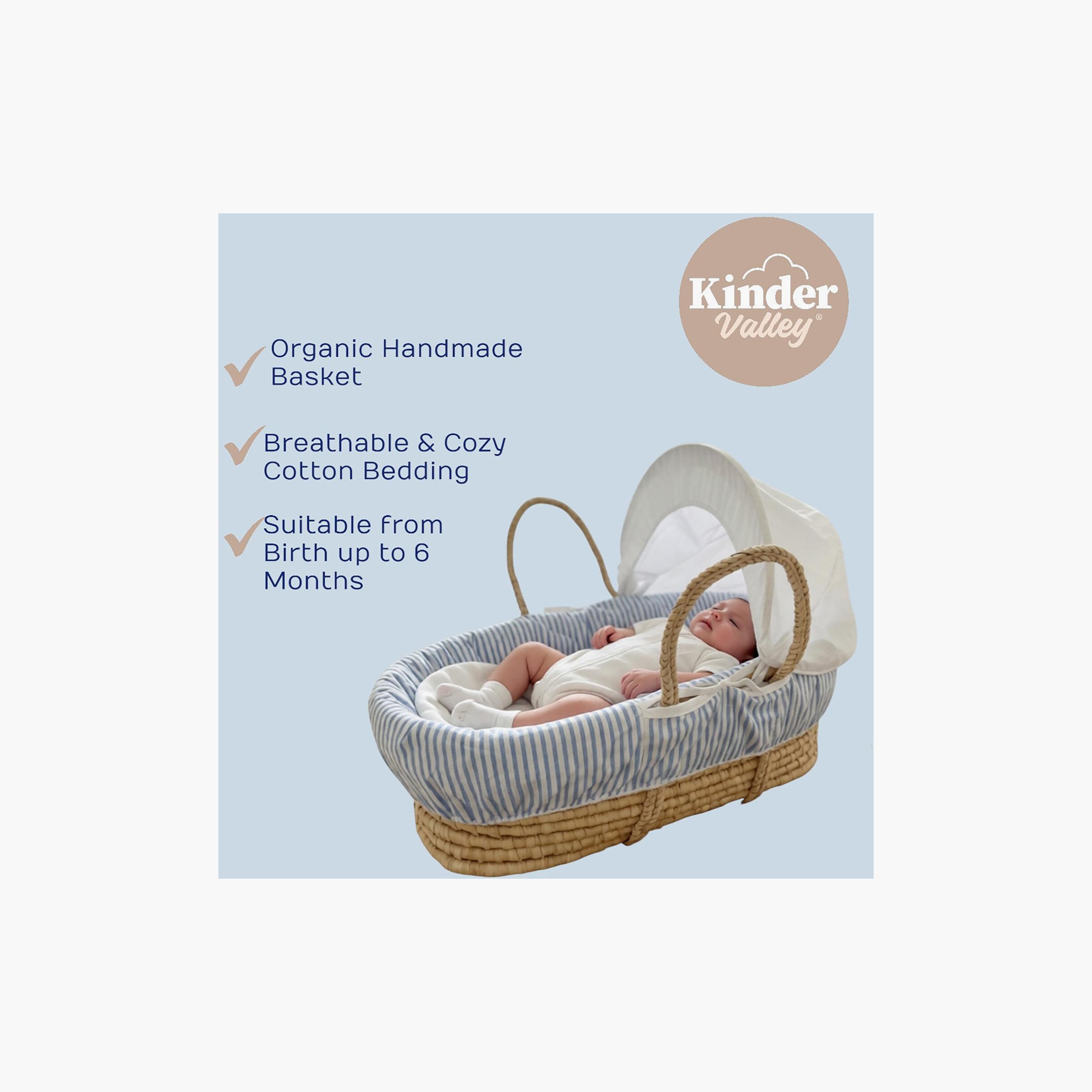 Kinder Valley Striped Moses Basket with Canopy-baby-nursery-furniture-mosesbaskets-image-3