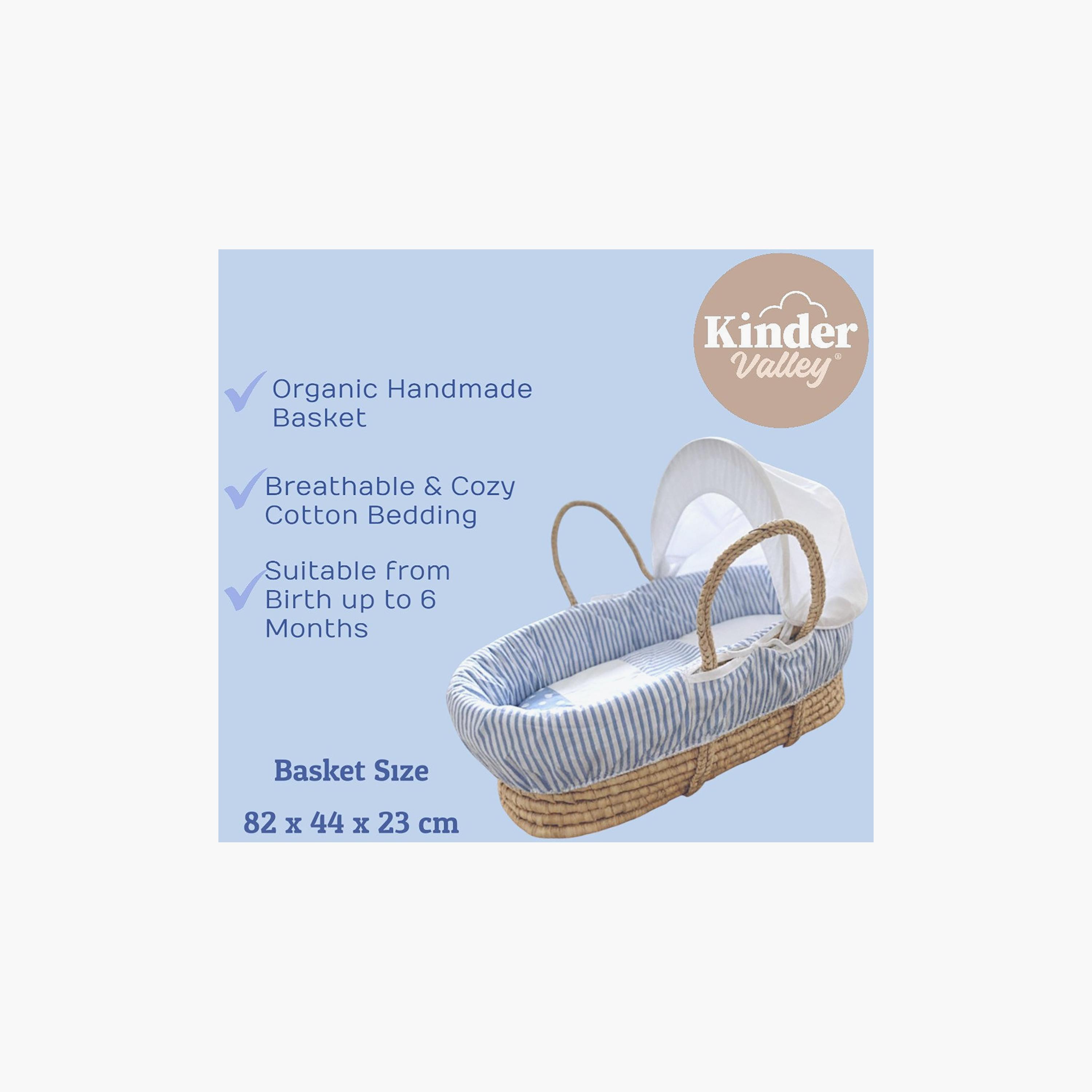 Kinder Valley Striped Moses Basket with Canopy-baby-nursery-furniture-mosesbaskets-image-4