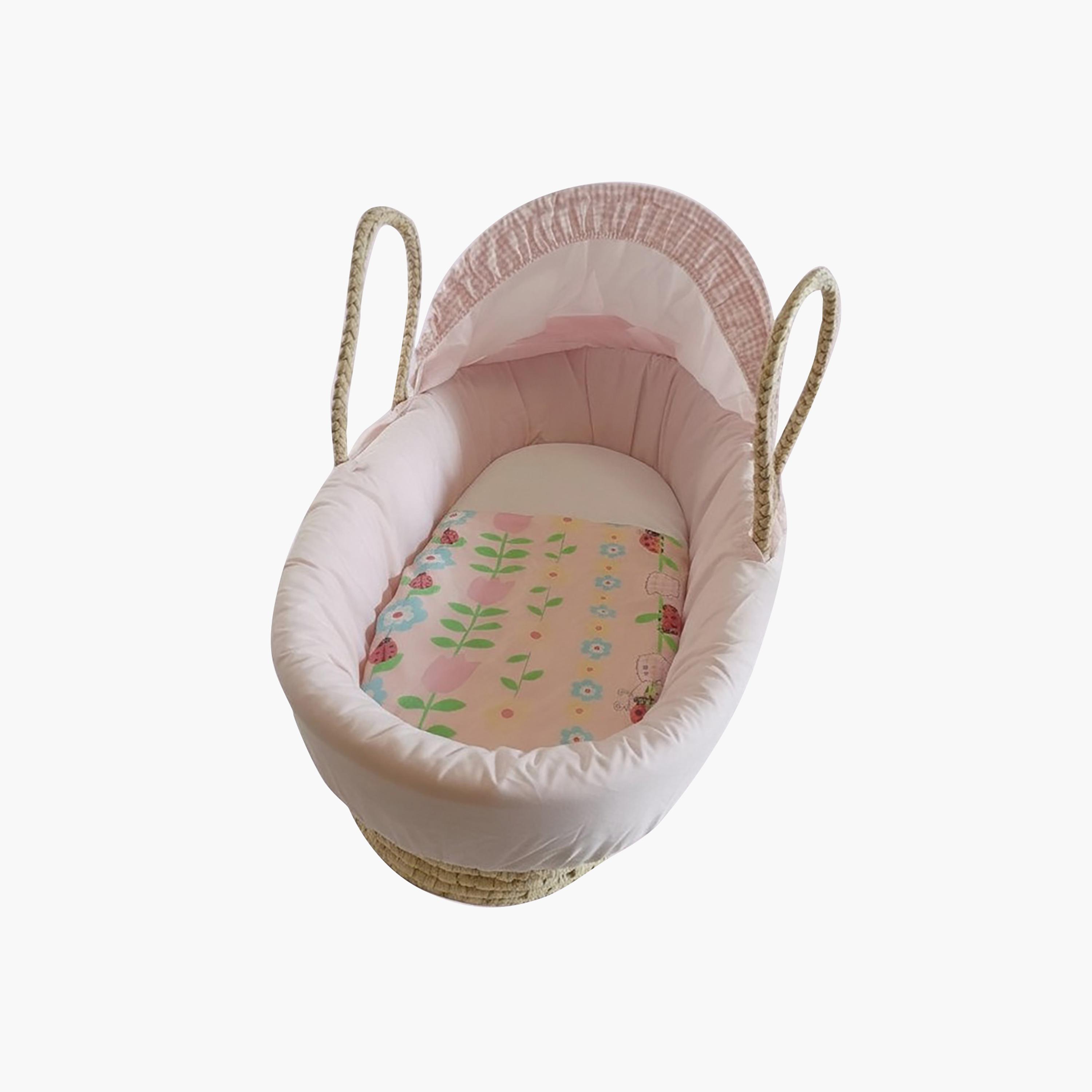 Kinder Valley Floral Moses Basket with Canopy-baby-nursery-furniture-mosesbaskets-image-1