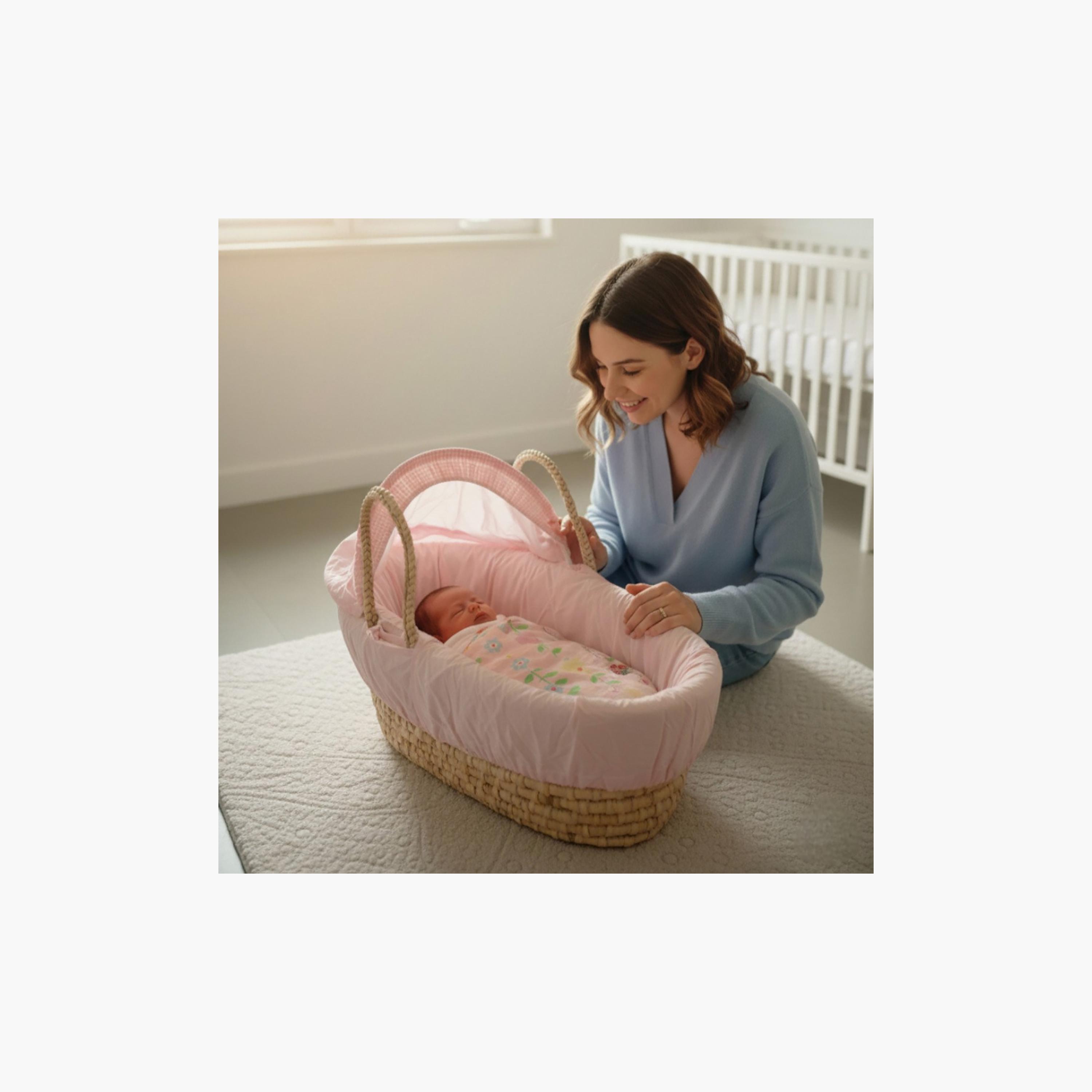 Kinder Valley Floral Moses Basket with Canopy-baby-nursery-furniture-mosesbaskets-image-3