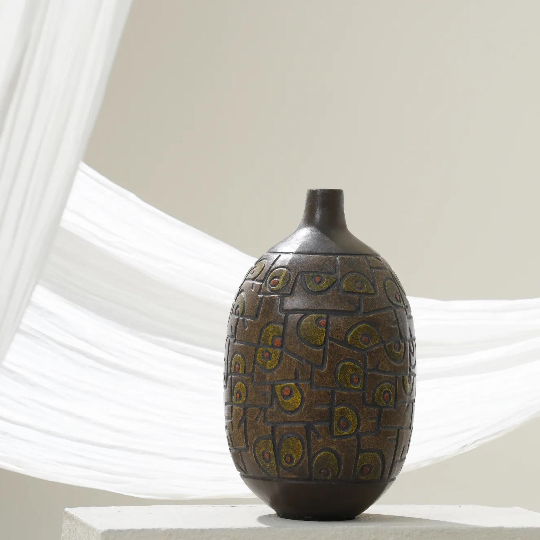 Afro Terracotta Vase - 37 cm
