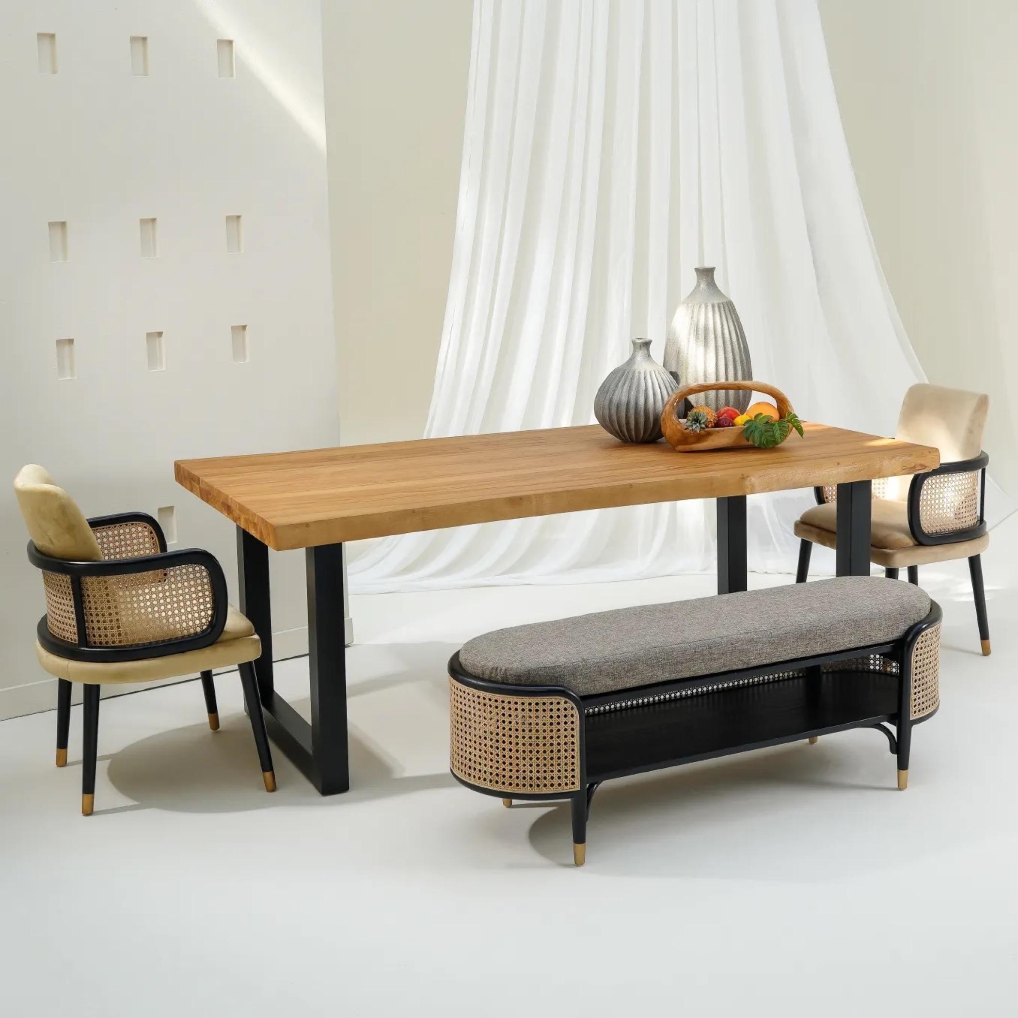 Country 6-Seater Wooden Top Dining Table