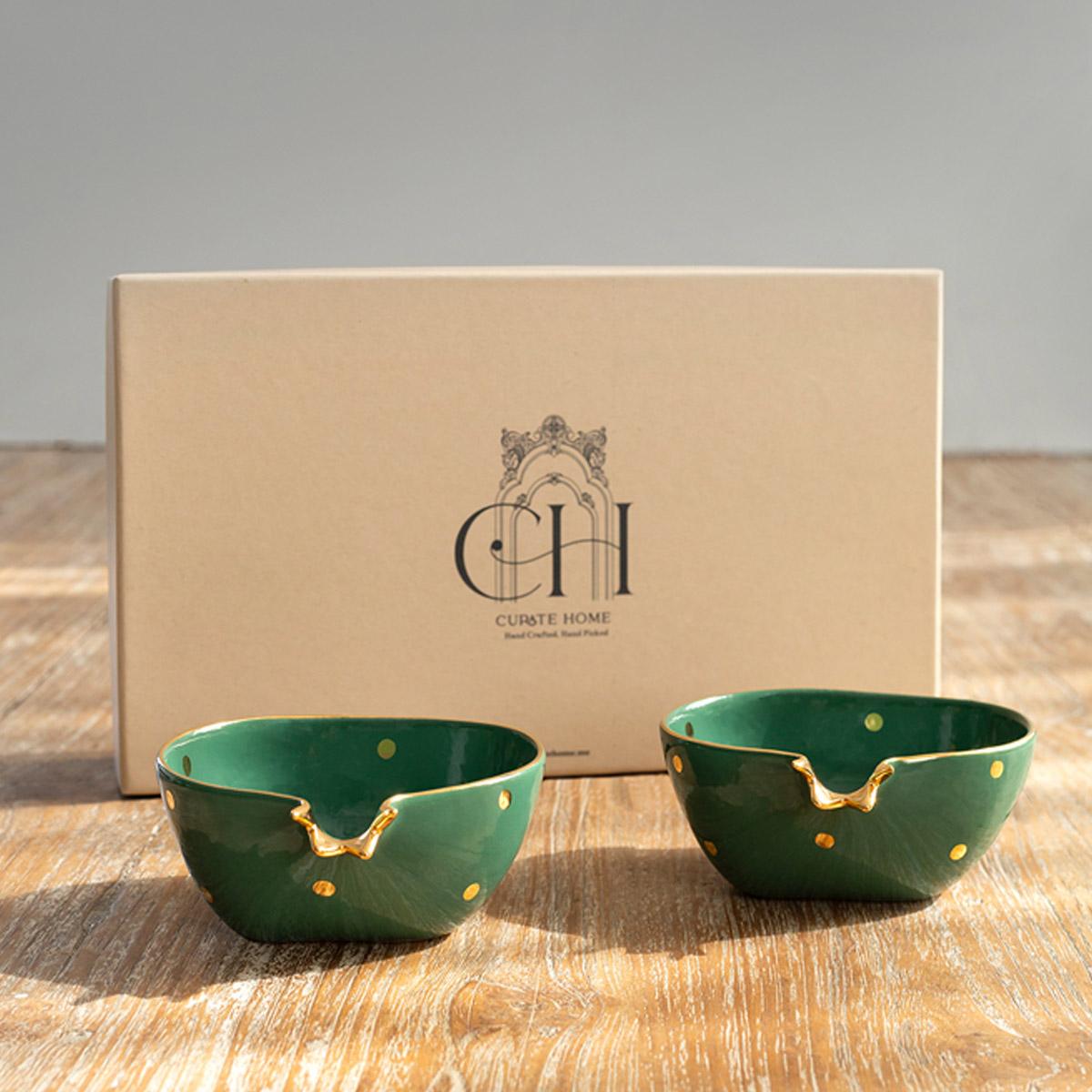 Curate Home Pomegranate 2-Piece Ceramic Fruit Bowl Set - 31 cm