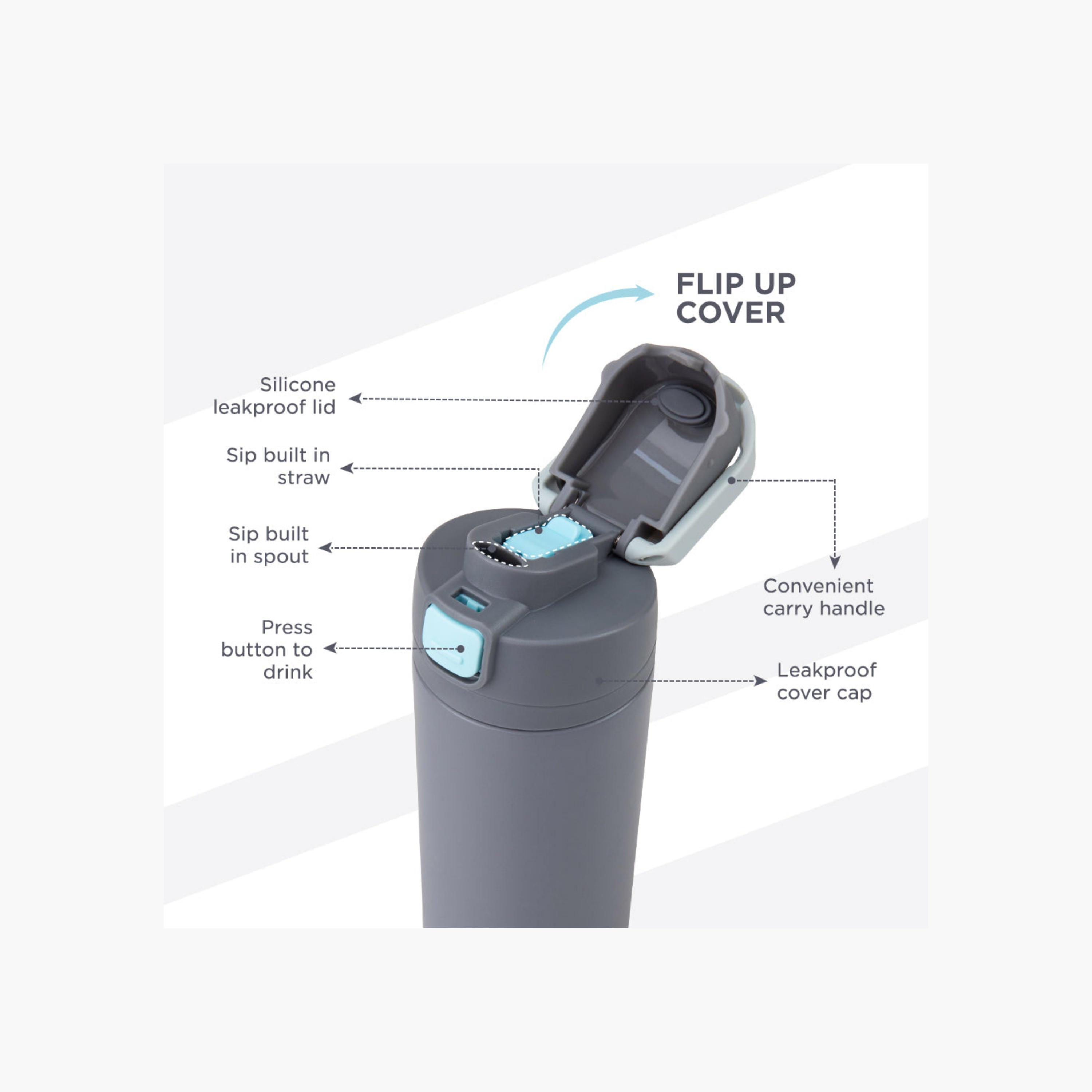 قارورة مياه سادة ستانليس ستيل بفوهة وغطاء قلاب من هايدروبرو - 720 مل-school-waterbottles-image-5