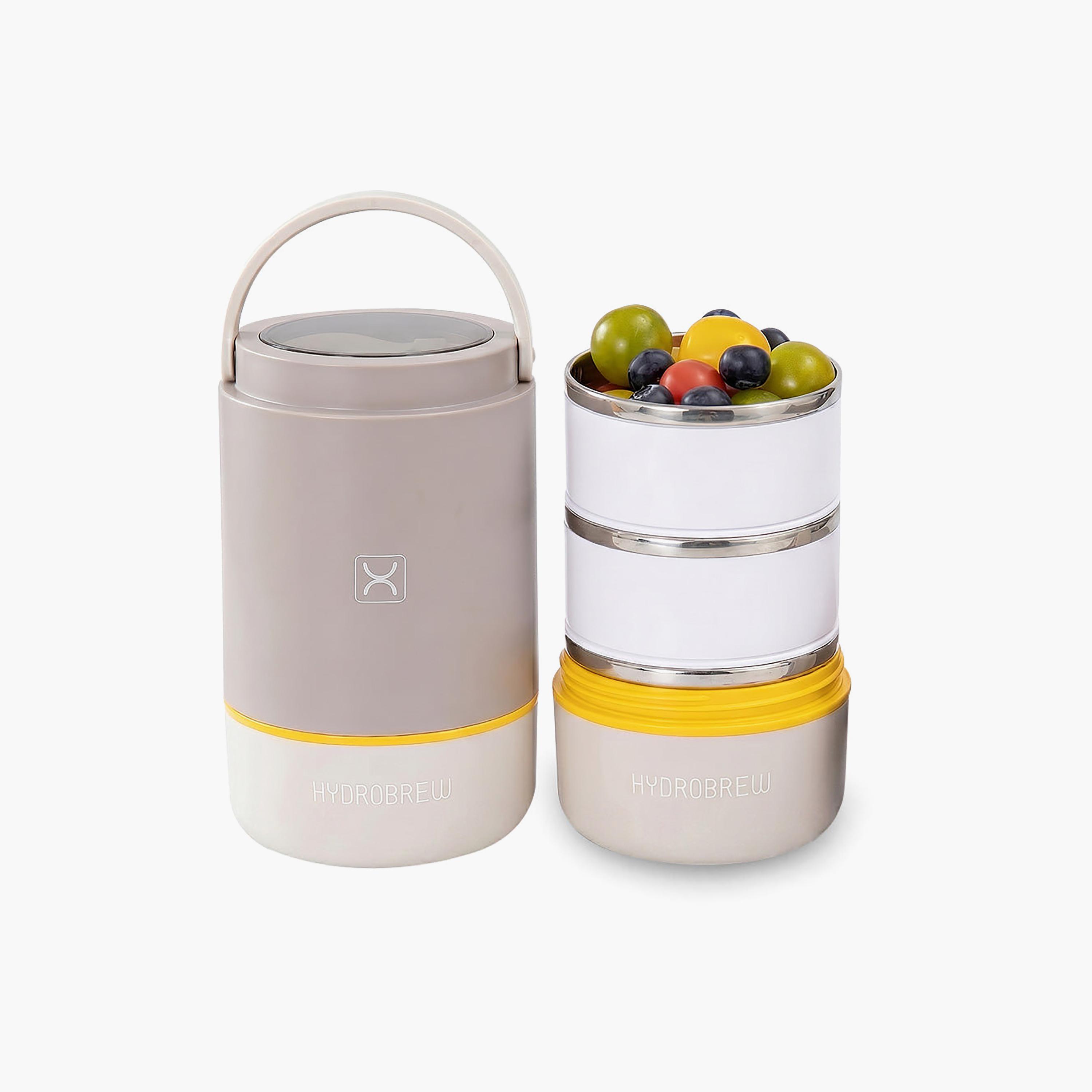 علبة غداء ثلاثية الطبقات من الفولاذ المقاوم للصدأ من هيدروبرو مع ملعقة-school-lunchessentials-lunchboxes-image-1