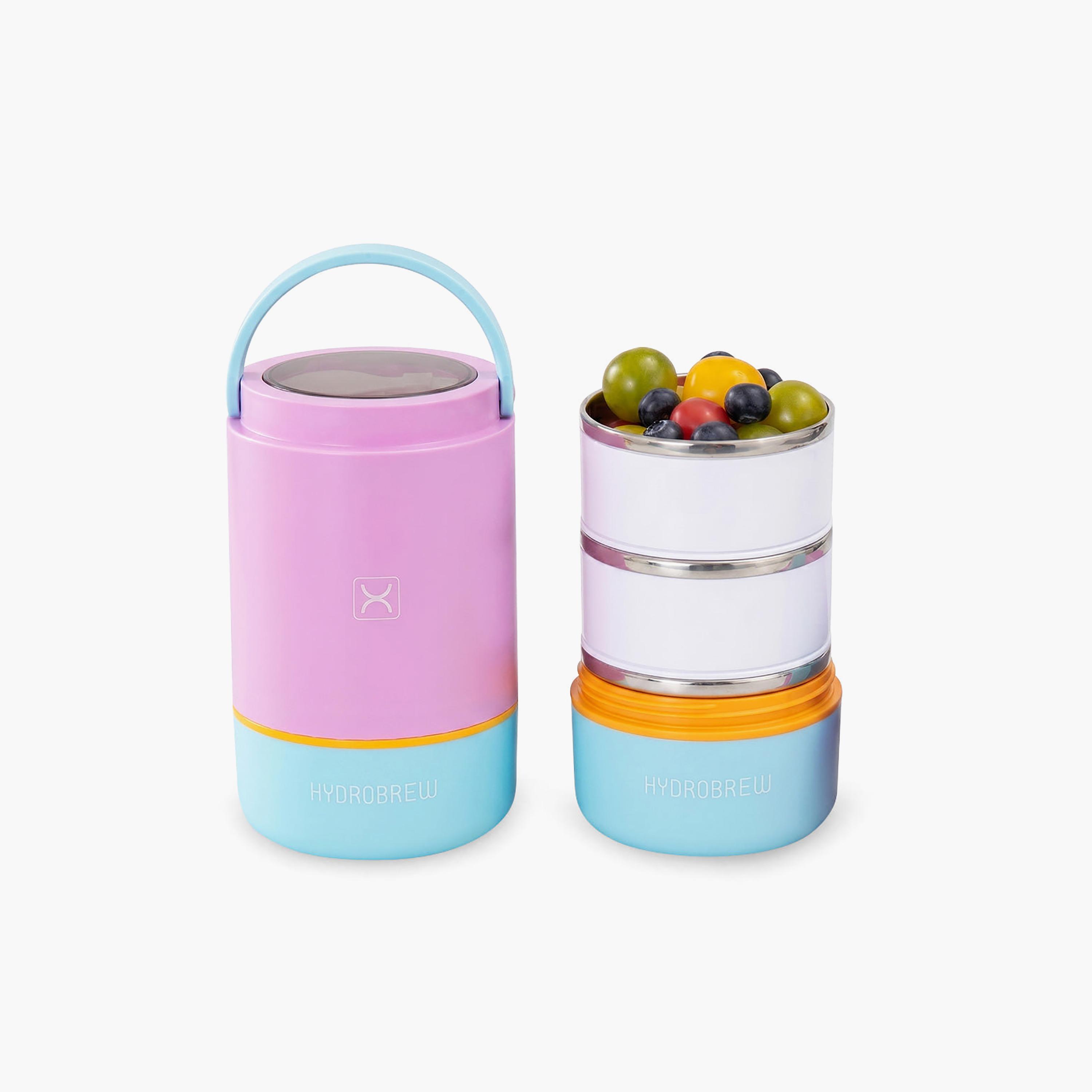 علبة غداء ثلاثية الطبقات من الفولاذ المقاوم للصدأ من هيدروبرو مع ملعقة-school-lunchessentials-lunchboxes-image-1