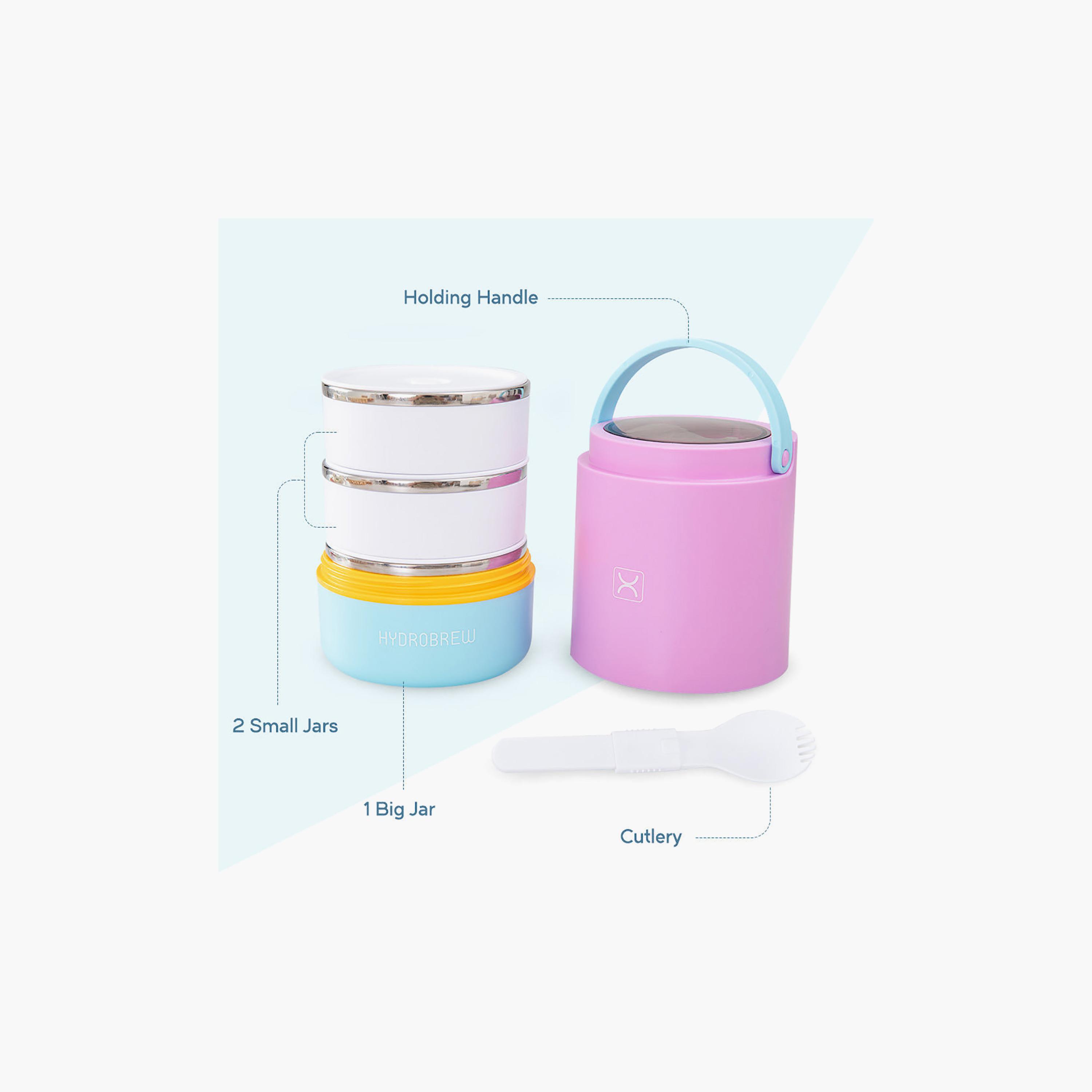 علبة غداء ثلاثية الطبقات من الفولاذ المقاوم للصدأ من هيدروبرو مع ملعقة-school-lunchessentials-lunchboxes-image-3