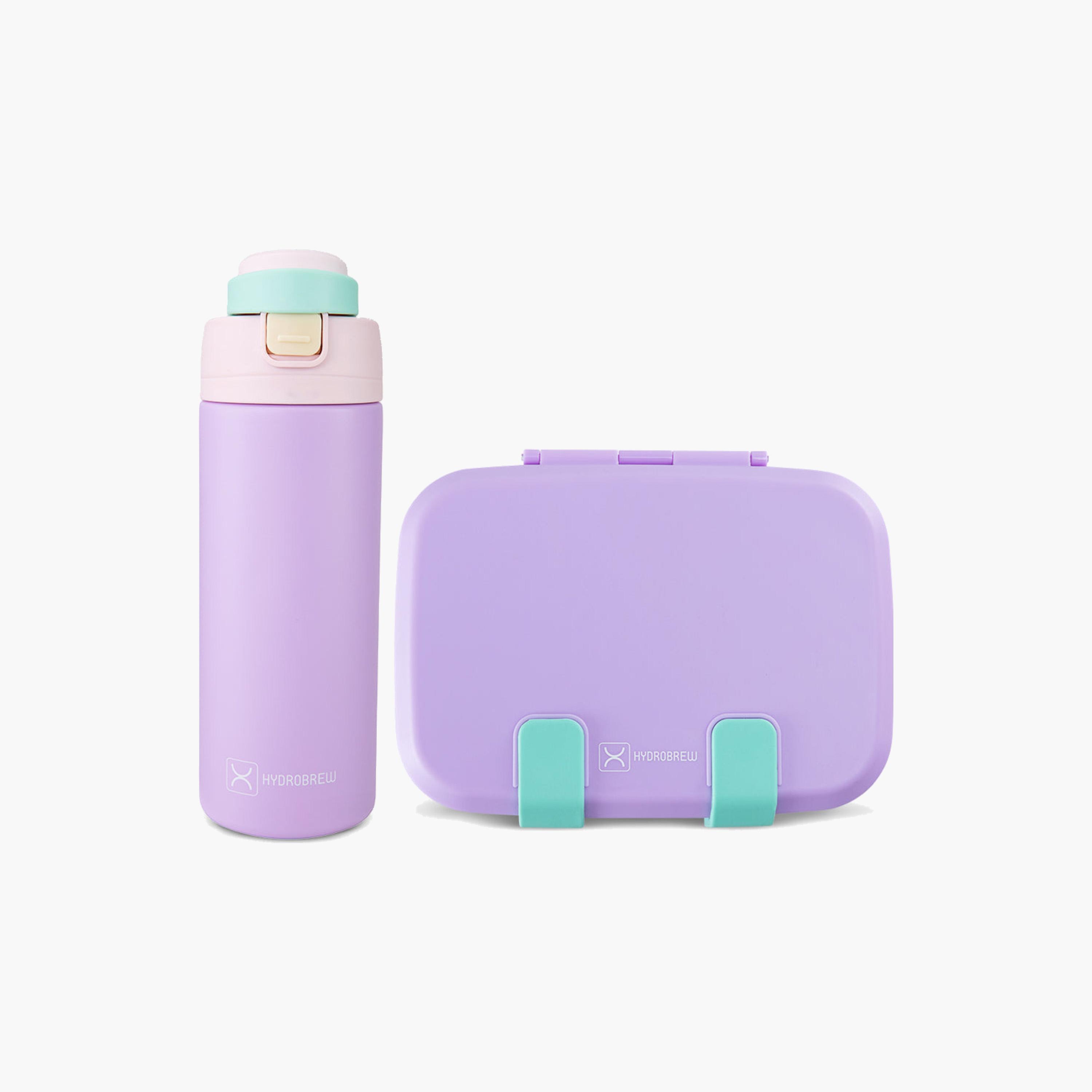 علبة غداء بينتو من الفولاذ الصلب من هيدروبرو مع زجاجة ماء معزولة بمفتاح للشرب-school-lunchessentials-lunchboxes-image-1