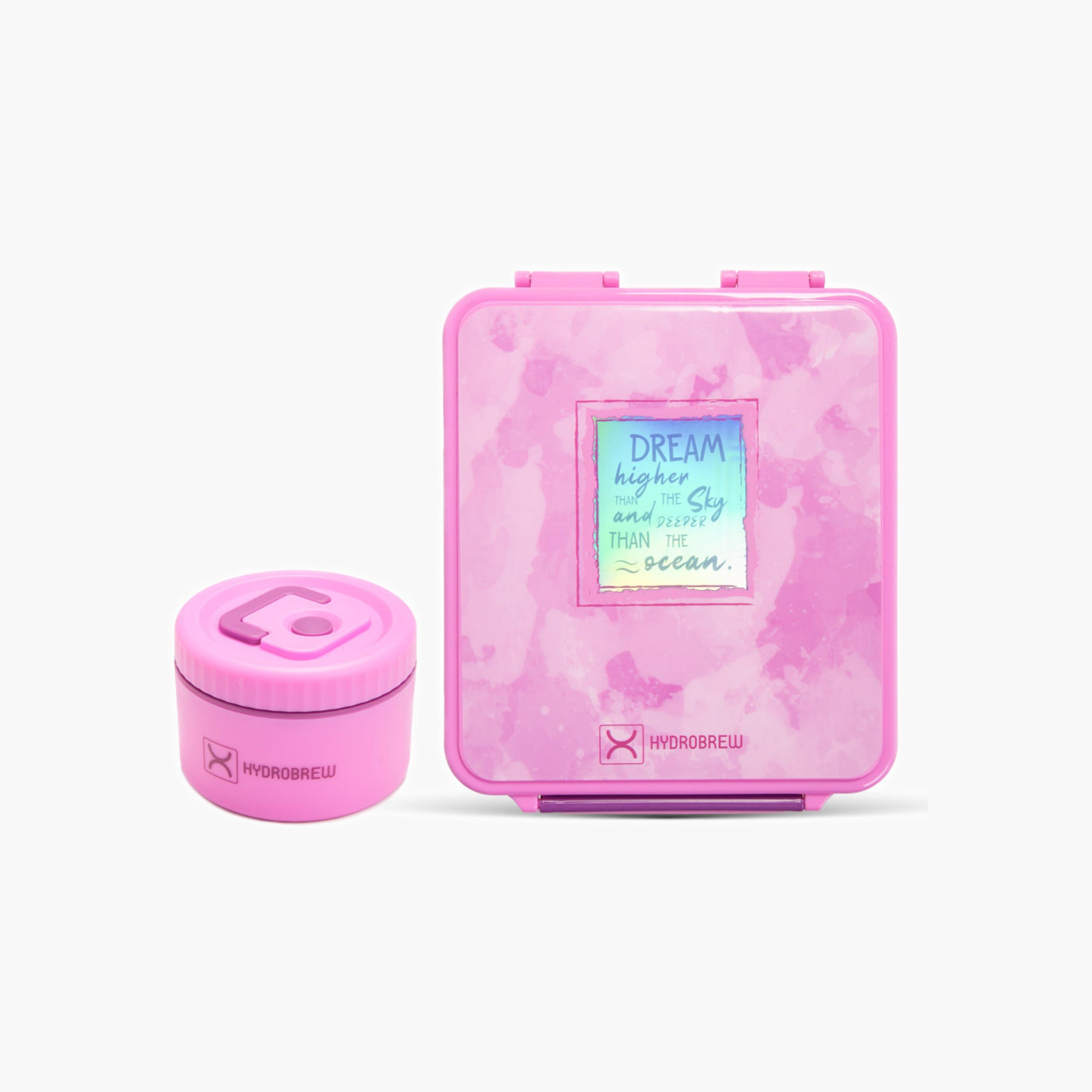 علبة بينتو مطبوعة بنقشة هيدروبرو مع مرطبان فولاذي-school-lunchessentials-lunchboxes-image-1