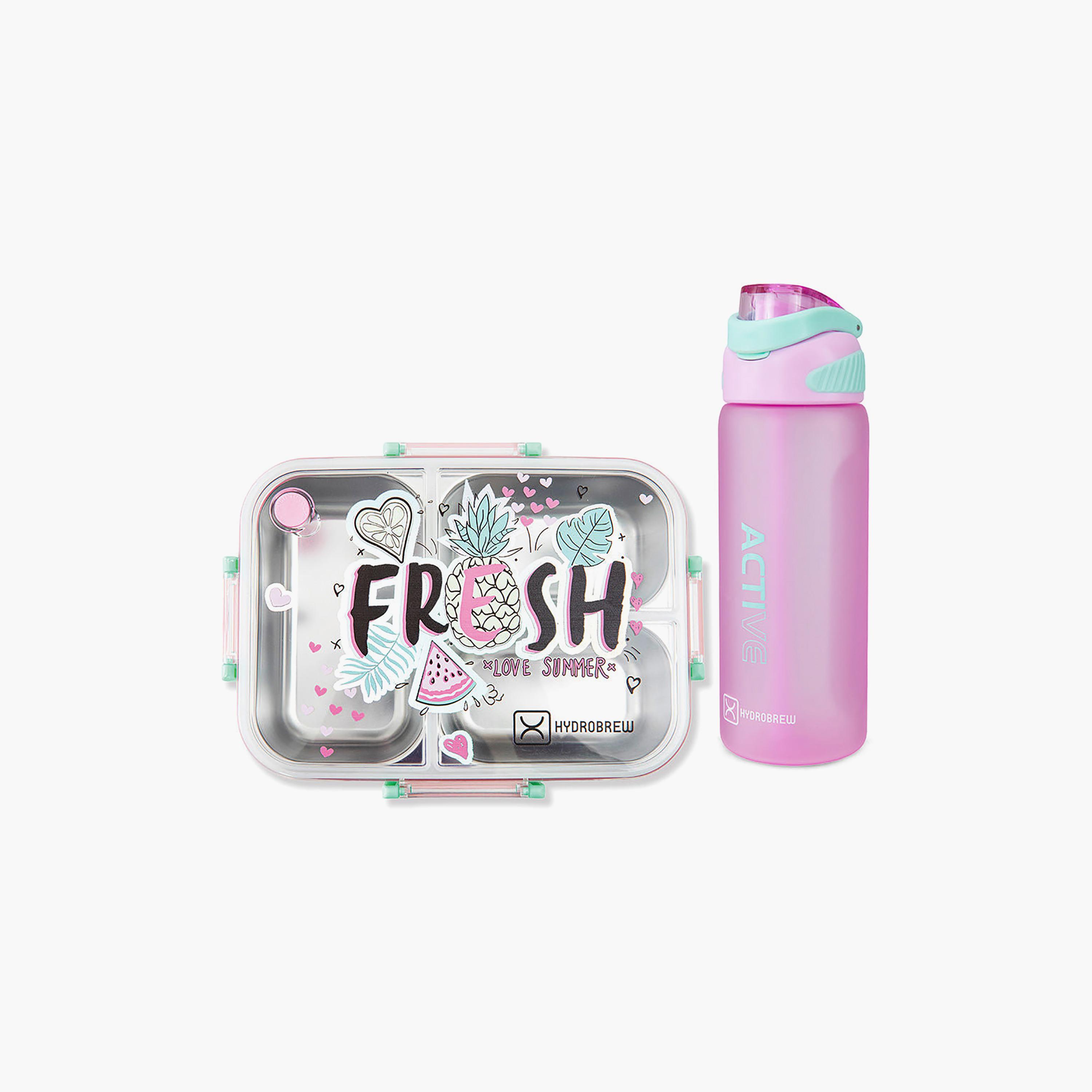 علبة غداء بينتو من الفولاذ الصلب من هيدروبرو مع مفتاح للشرب وزجاجة مياه من التريتان-school-lunchessentials-lunchboxes-image-1
