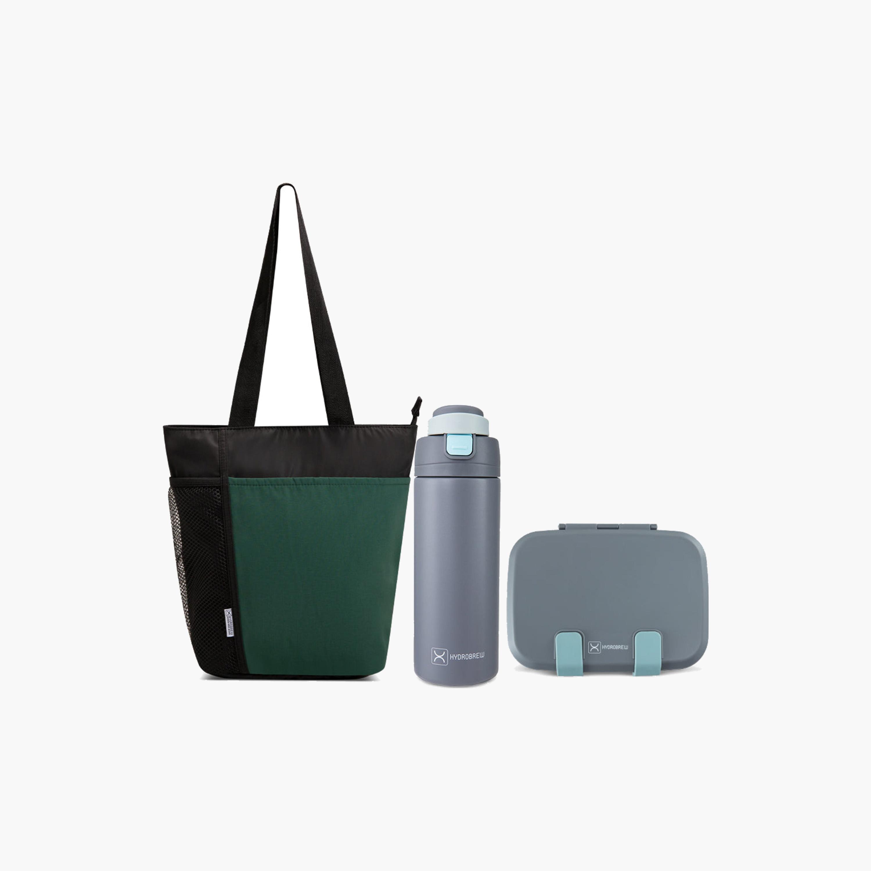 علبة غداء بينتو من الفولاذ المقاوم للصدأ من هيدروبرو مع حقيبة غداء وزجاجة-school-lunchessentials-lunchboxes-image-1