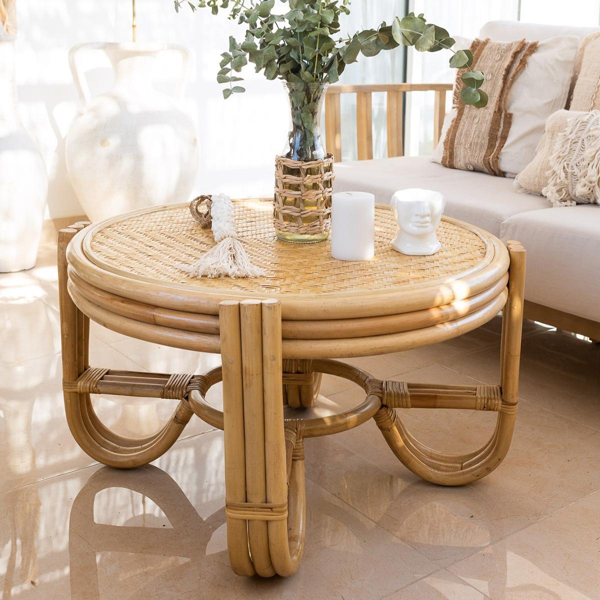 The 8 Senses Living Murano Rattan Top Coffee Table