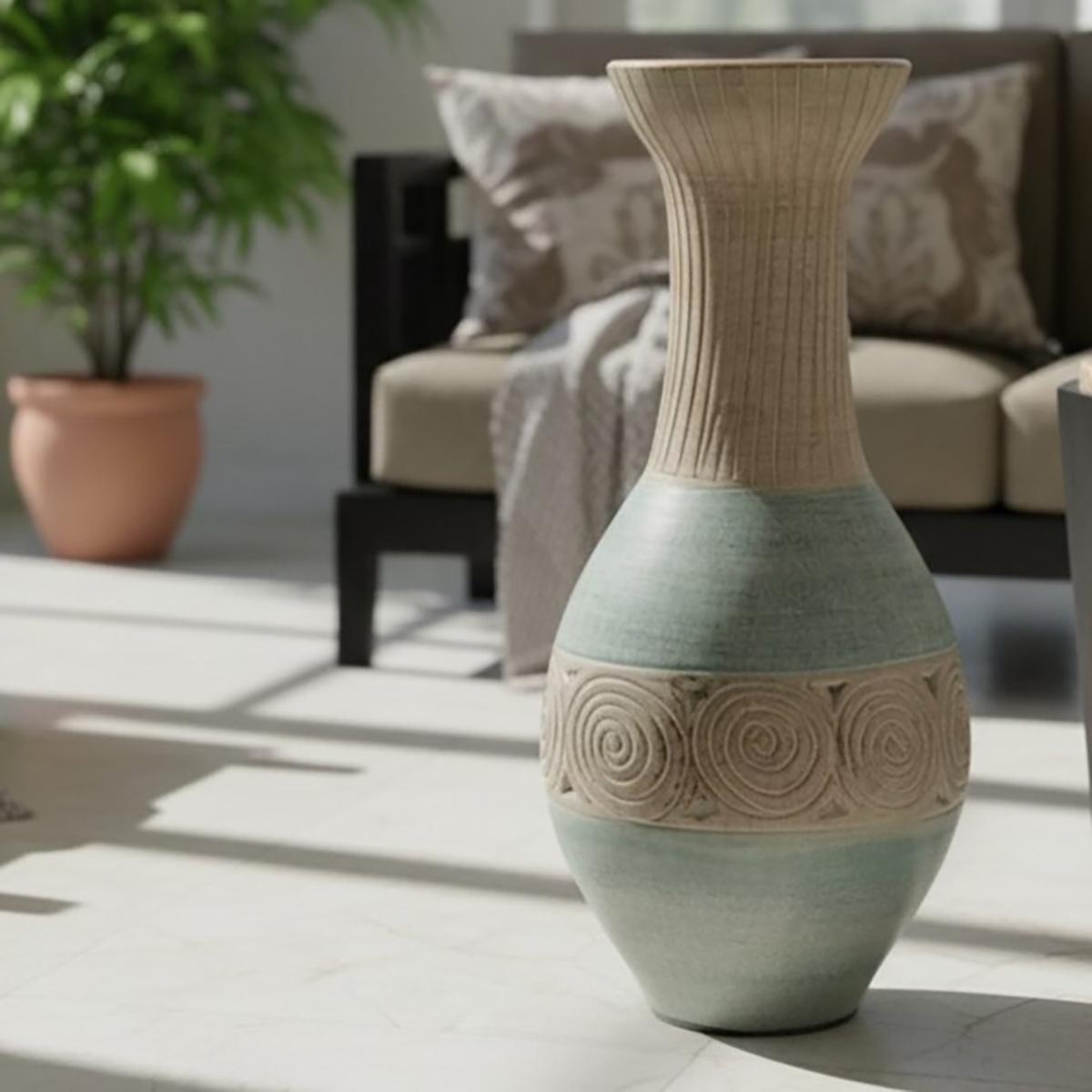The 8 Senses Living Odelia Terracotta Floor Vase - 80 cm
