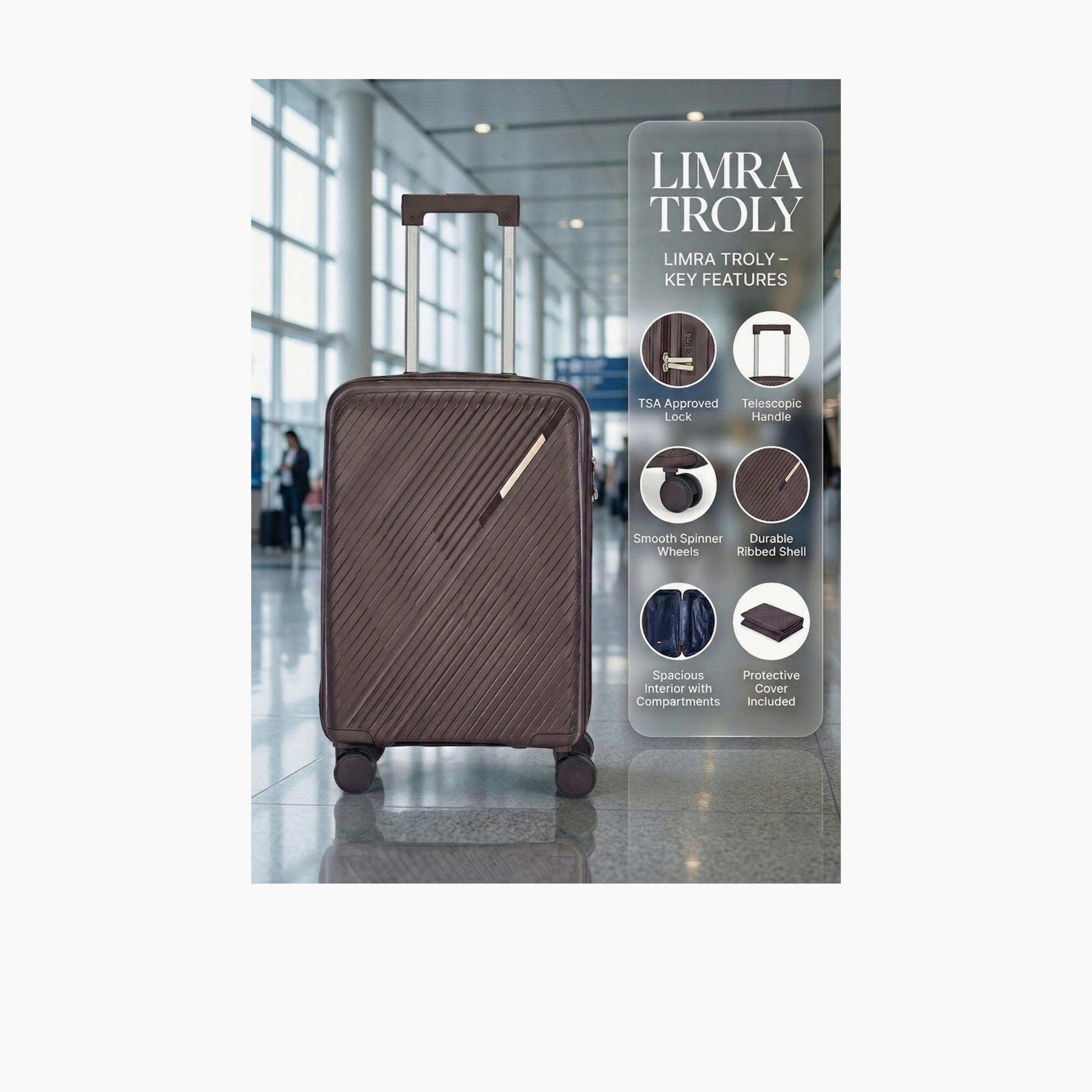 LIMRA 56 CM Small Cabin Polypropylene Hard-Sided 4-Wheeler Spinner Trolley Bag with TSA Lock-travel-luggagesandbags-luggage-image-9