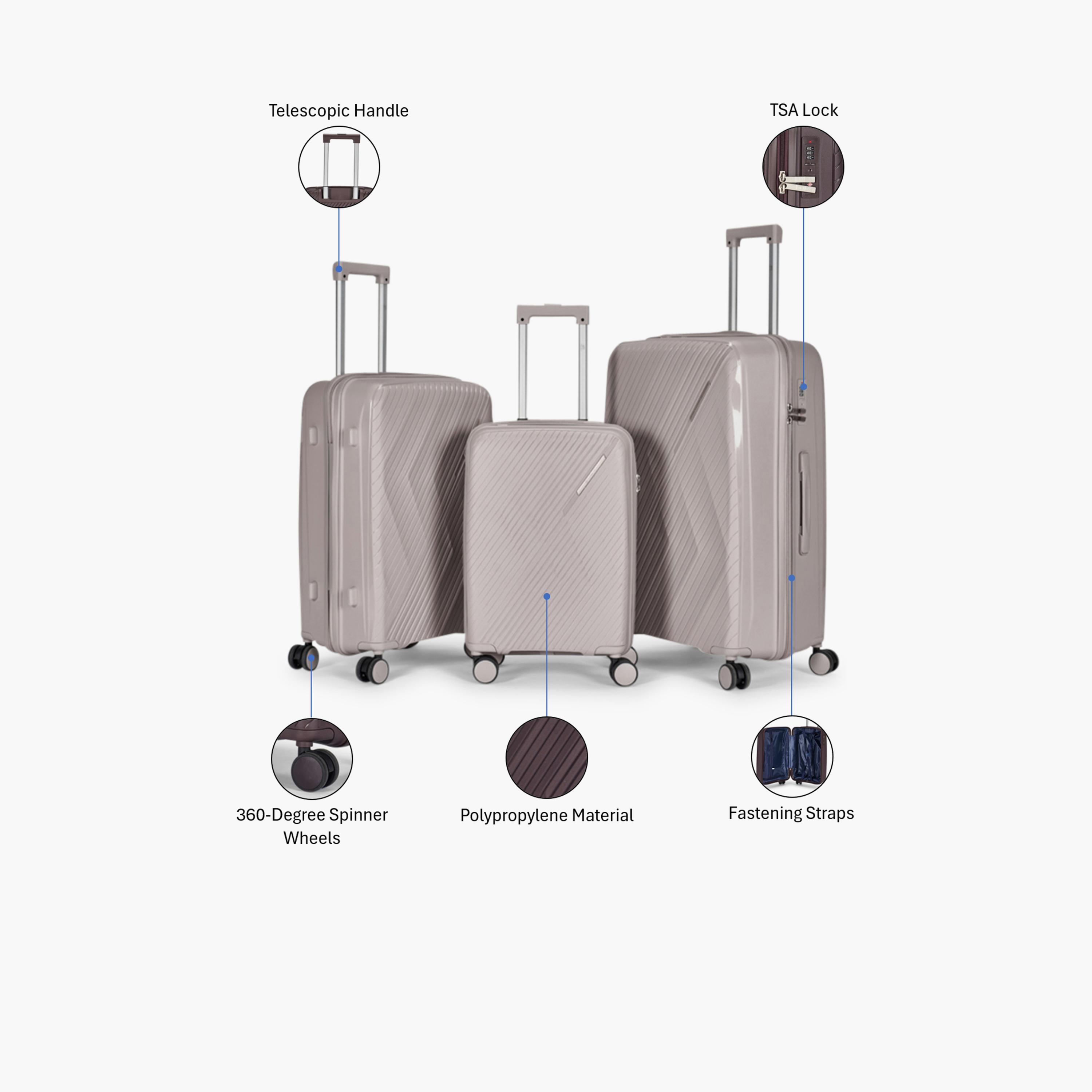LIMRA Set of 3 Polypropylene Hard-Sided 4-Wheeler Spinner Trolley Bag with TSA Lock-travel-luggagesandbags-luggage-image-2