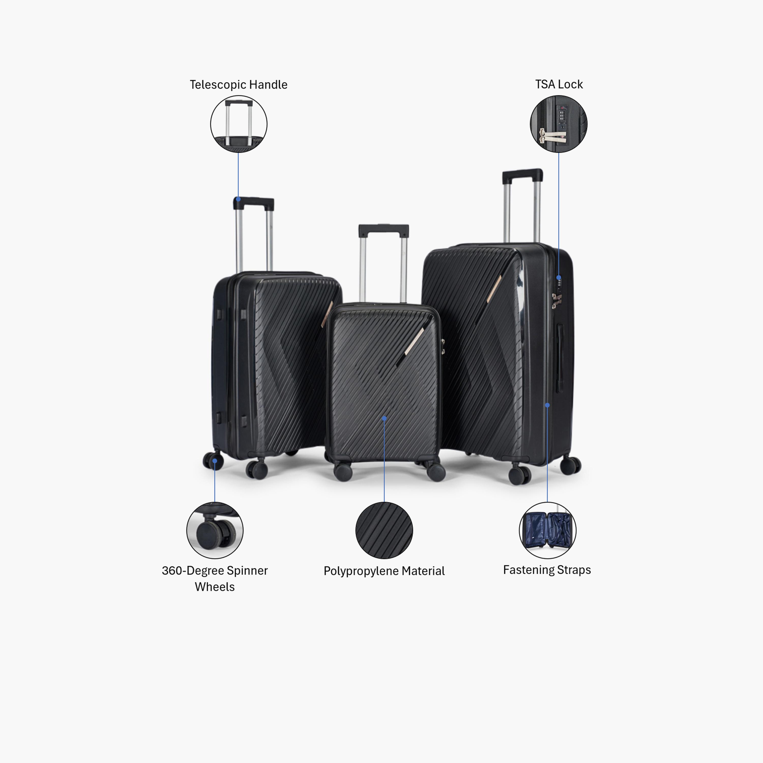 LIMRA Set of 3 Polypropylene Hard-Sided 4-Wheeler Spinner Trolley Bag with TSA Lock-travel-luggagesandbags-luggage-image-2