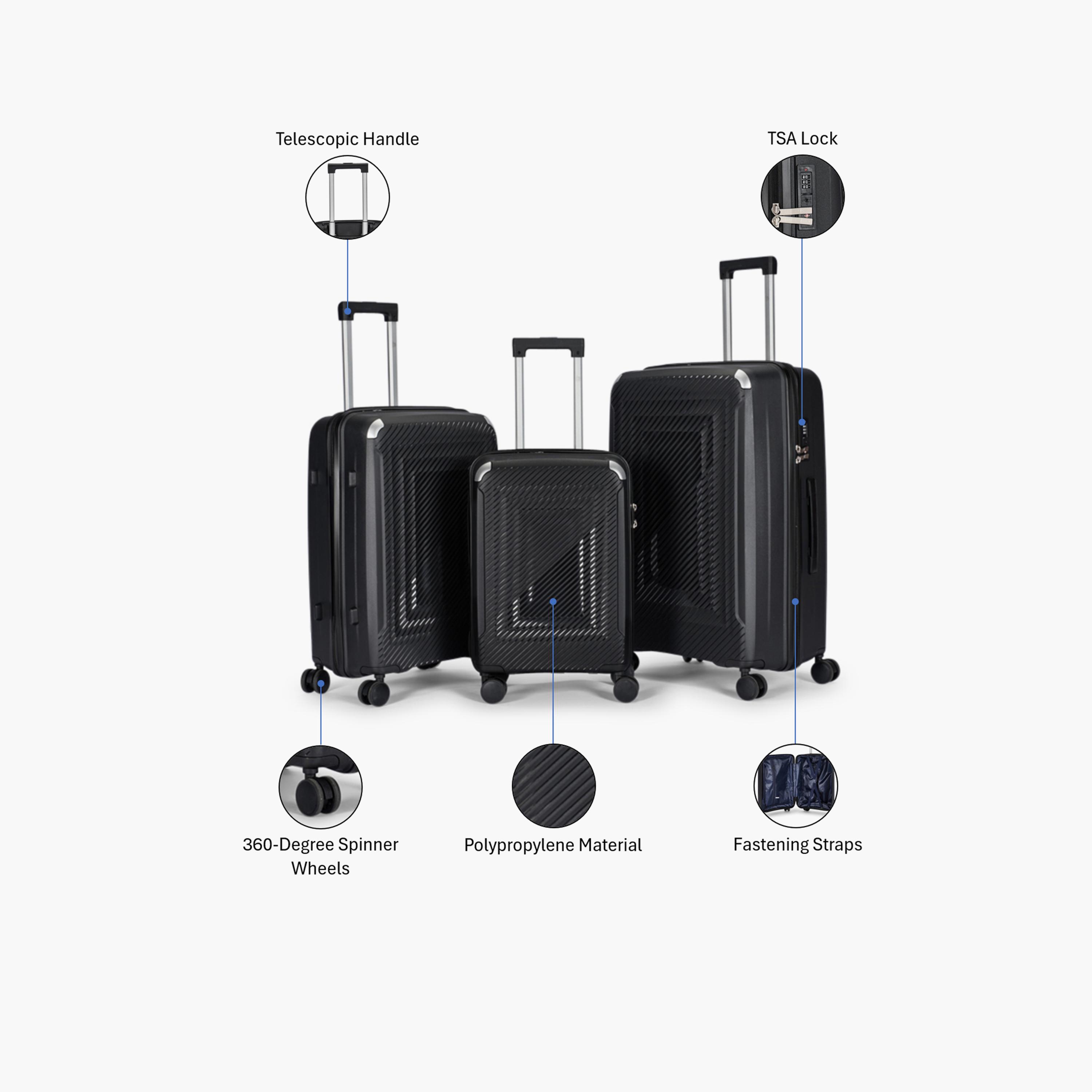 LIMRA Set of 3 Polypropylene Hard-Sided 4-Wheeler Spinner Trolley Bag with TSA Lock-travel-luggagesandbags-luggage-image-2