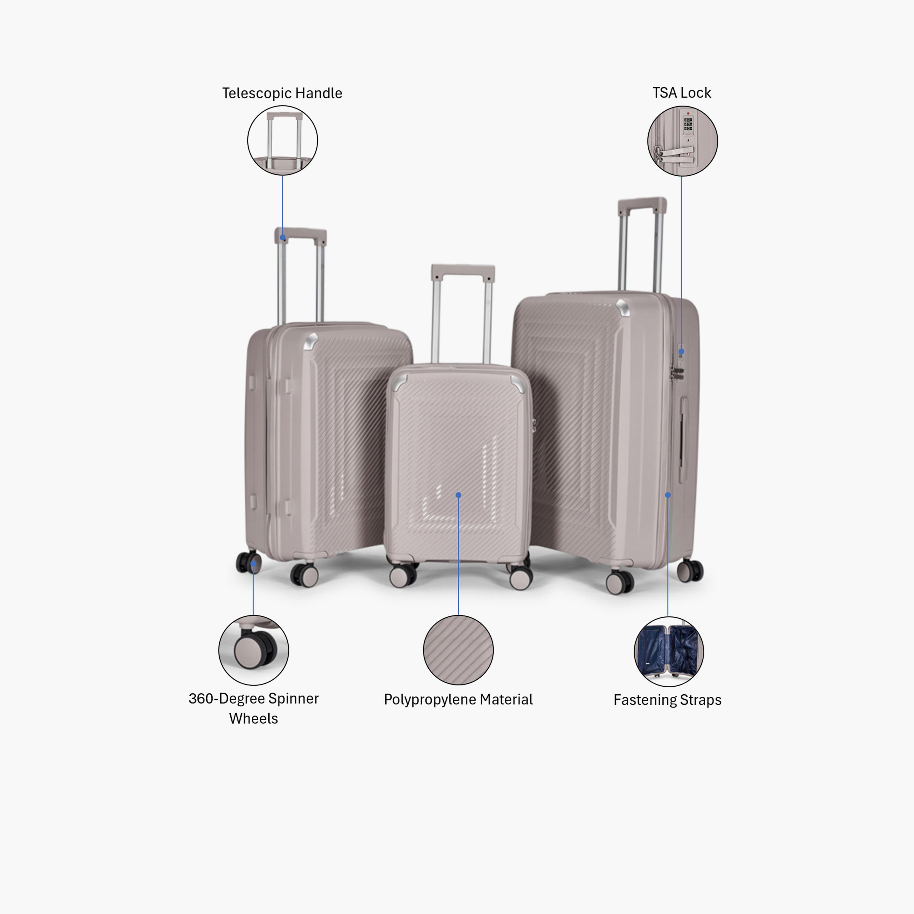 LIMRA Set of 3 Polypropylene Hard-Sided 4-Wheeler Spinner Trolley Bag with TSA Lock-travel-luggagesandbags-luggage-image-2