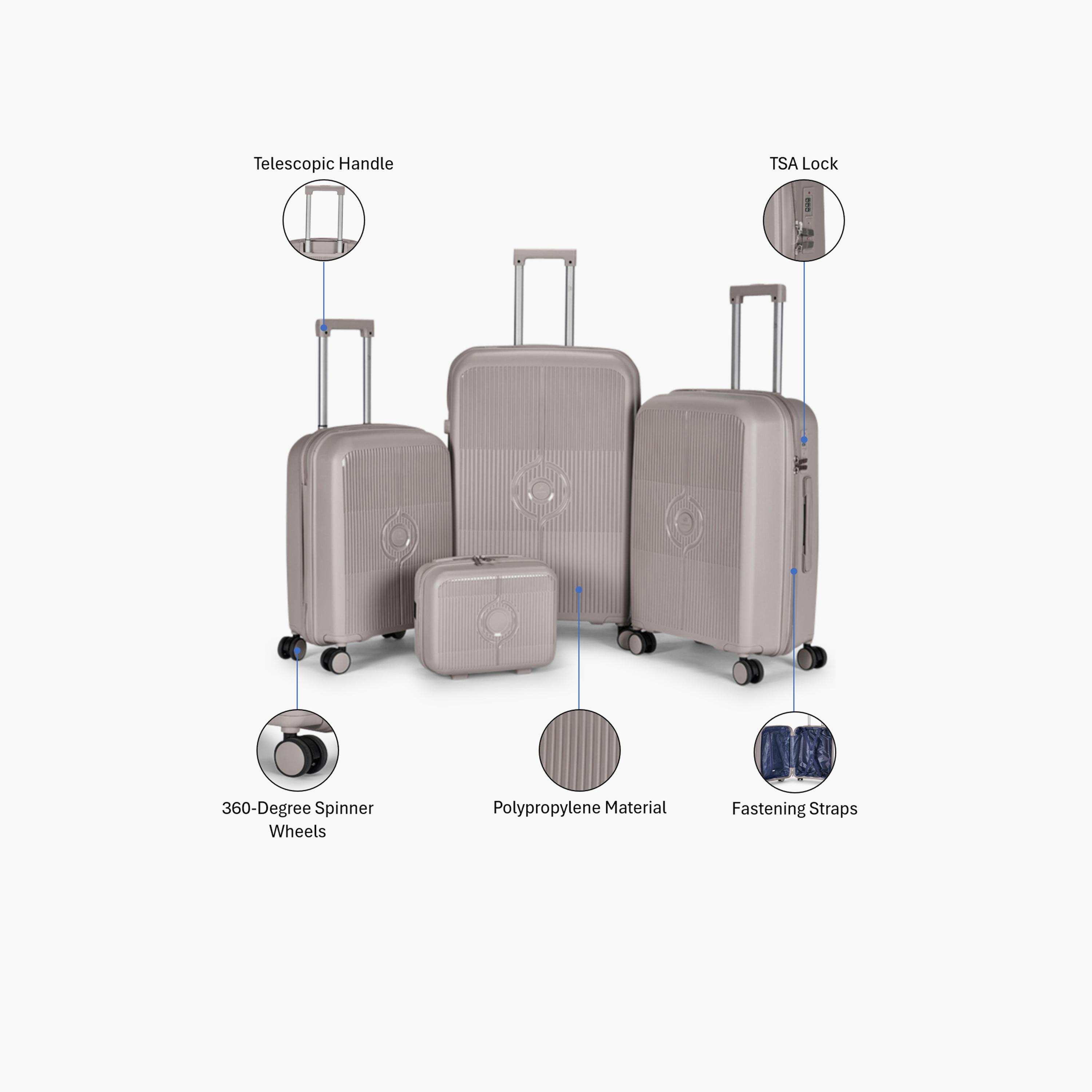 LIMRA Set of 4 Polypropylene Hard-Sided 4-Wheeler Spinner Trolley Bag with TSA Lock-travel-luggagesandbags-luggage-image-2