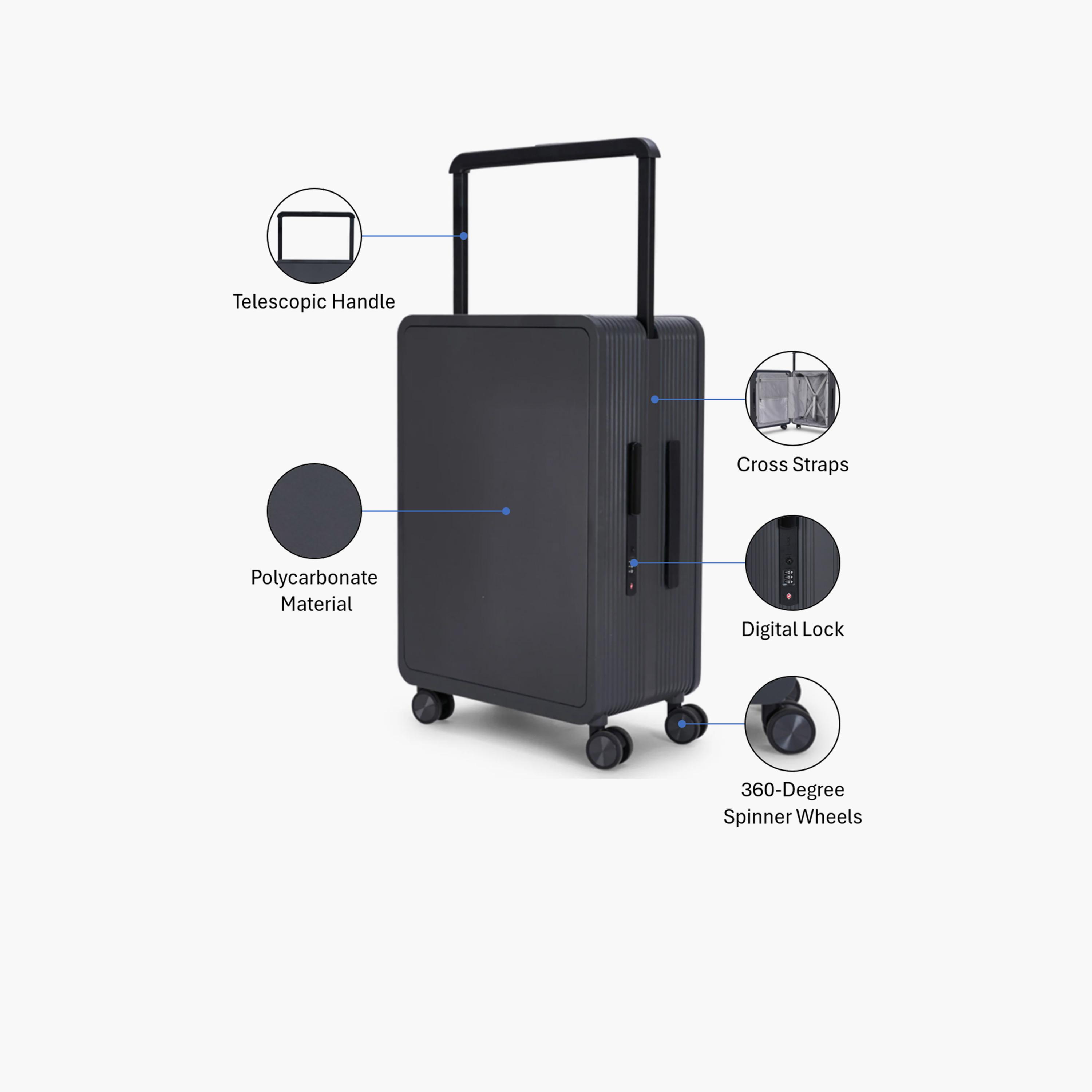 ليمرا - شنطة سفر صغيرة الحجم 56 سم جوانب صلبة من البولي كربونات أربع عجلات دوارة، قفل TSA-travel-luggagesandbags-luggage-image-3
