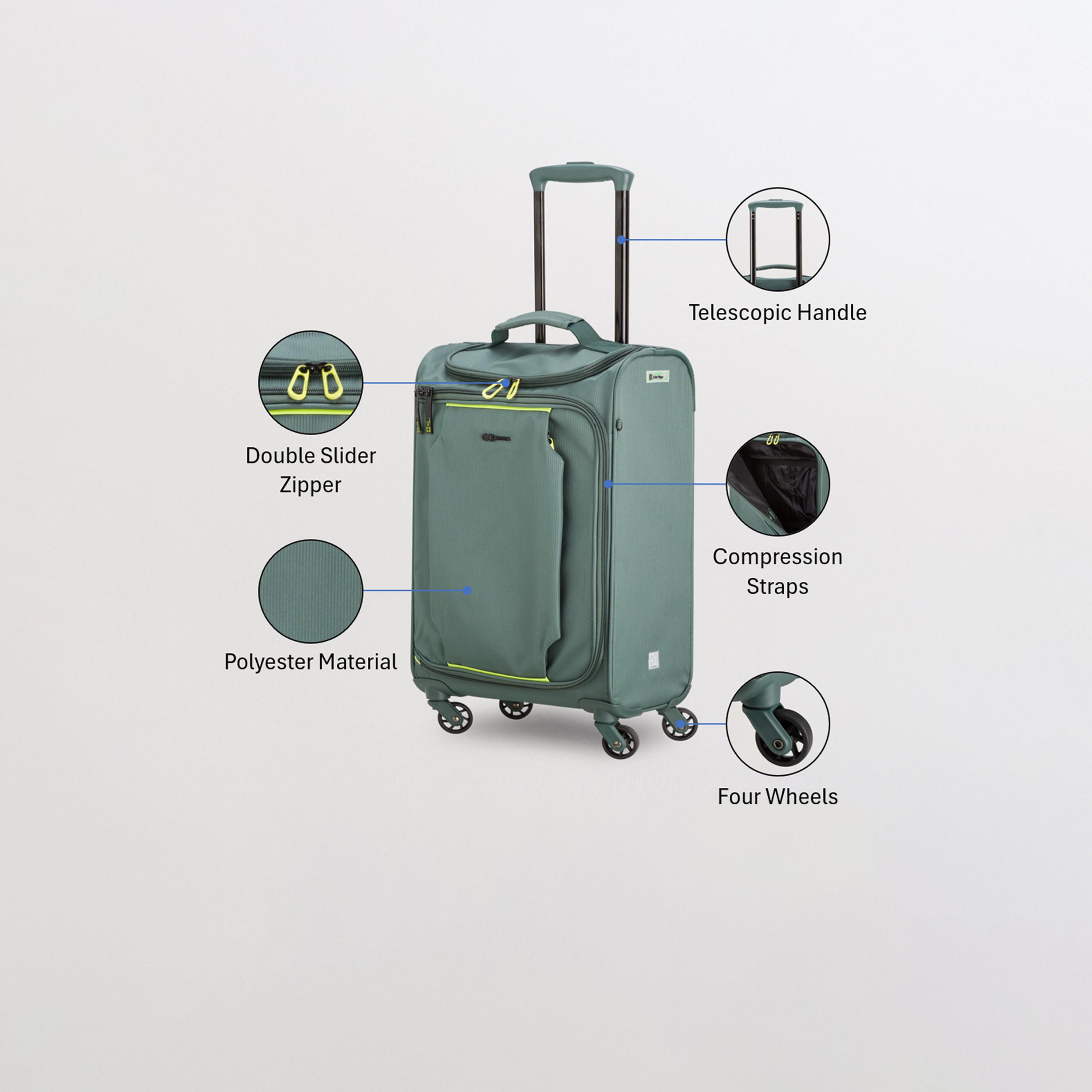 Carpisa Lite'N'Go 48 CM Small Cabin Polyester Soft-Sided 4-Wheeler Spinner Trolley Bag-travel-luggagesandbags-luggage-image-3