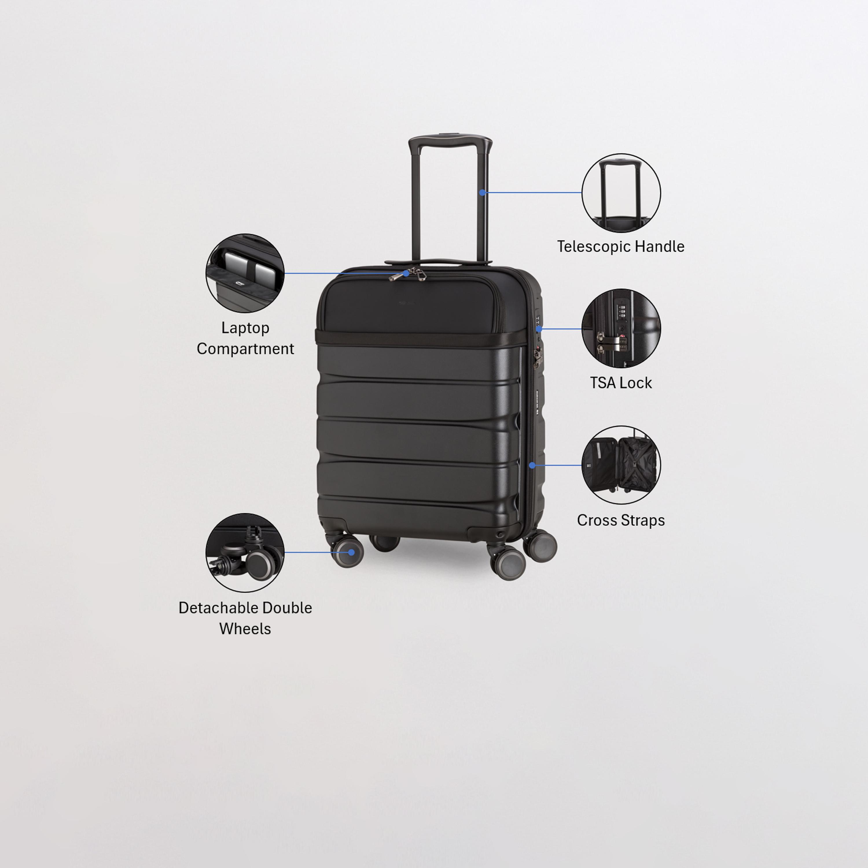 Carpisa Oneway Go 47 CM Small Cabin Polycarbonate with ABS Hard-Sided 4-Wheeler Spinner Trolley Bag with TSA Lock-travel-luggagesandbags-luggage-image-3