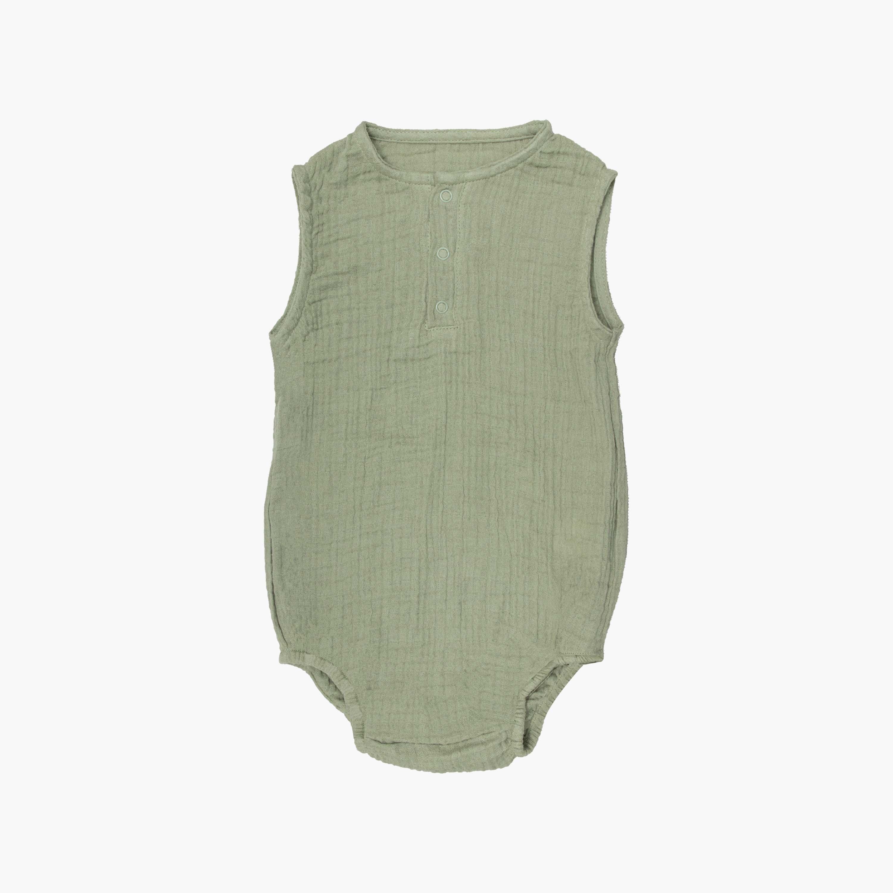 Moon Organic Crinkle Sleeveless Muslin Onesie-boys-clothing-rompersanddungarees-image-1