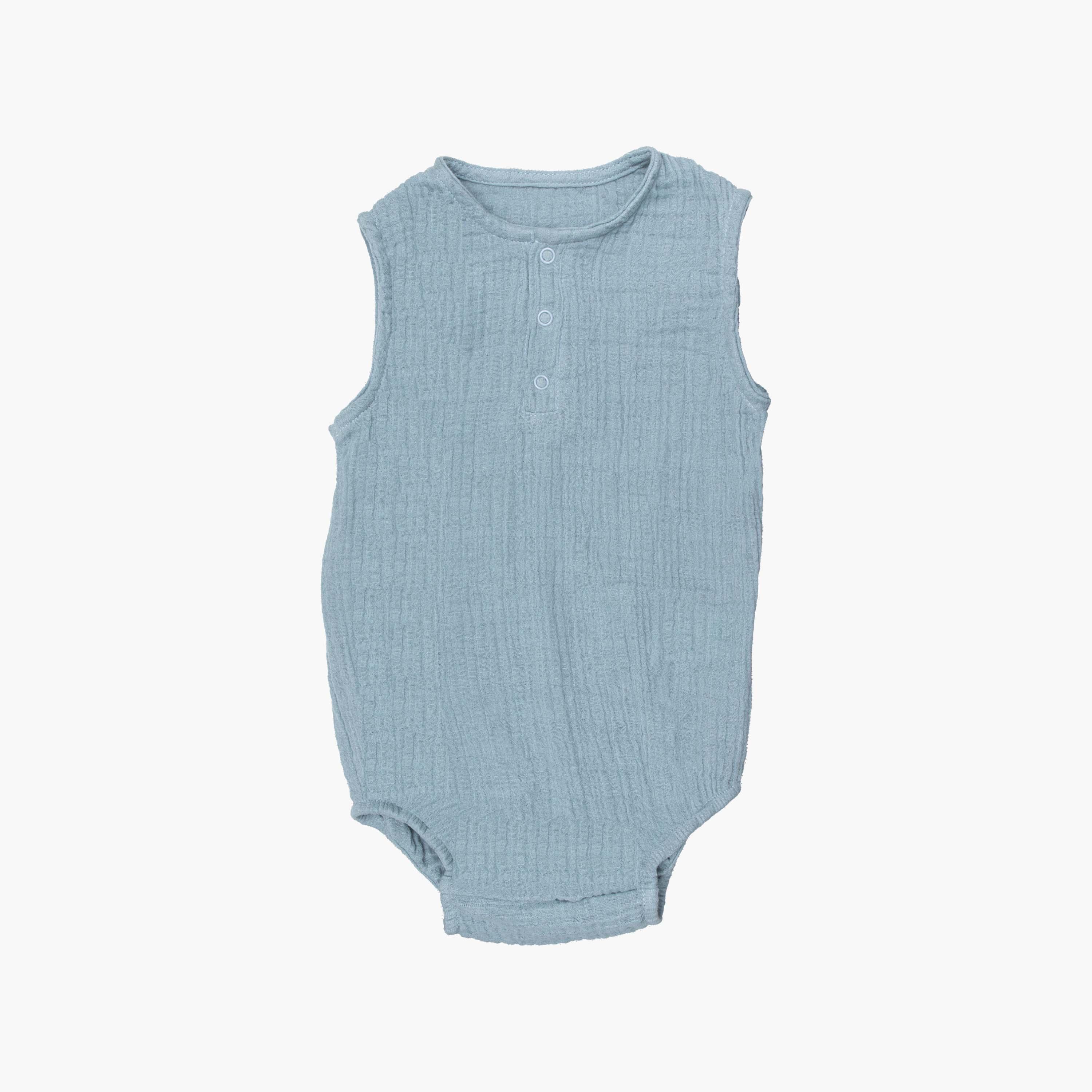Moon Organic Crinkle Sleeveless Muslin Onesie-boys-clothing-rompersanddungarees-image-1