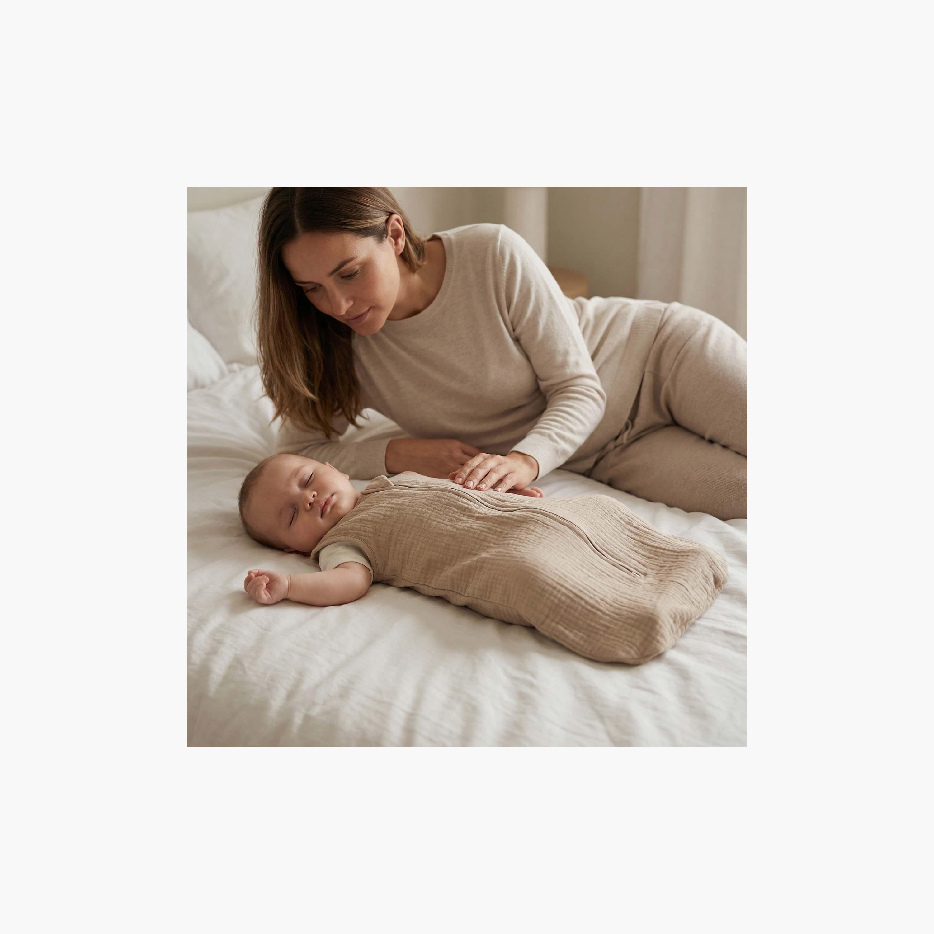 كيس نوم عضوي من الموسلين المجعد بدون أكمام - 1 توج - لون بني من مون-baby-nursery-blanketsandswaddles-swaddlesandsleepingbags-image-3