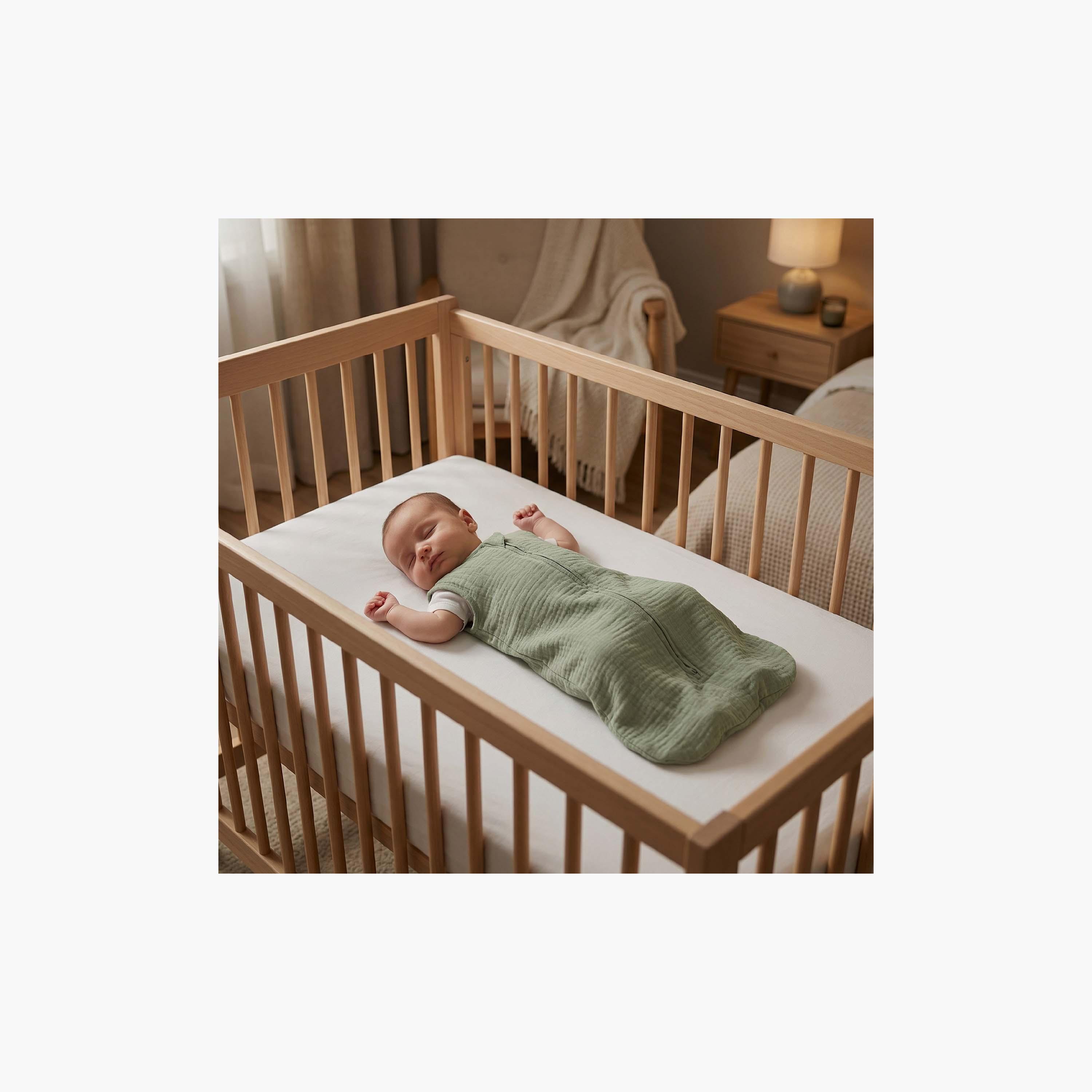 Moon Organic Crinkle Muslin Sleeveless Sleep Sack - 2.5 Tog - Green-baby-nursery-blanketsandswaddles-swaddlesandsleepingbags-image-4