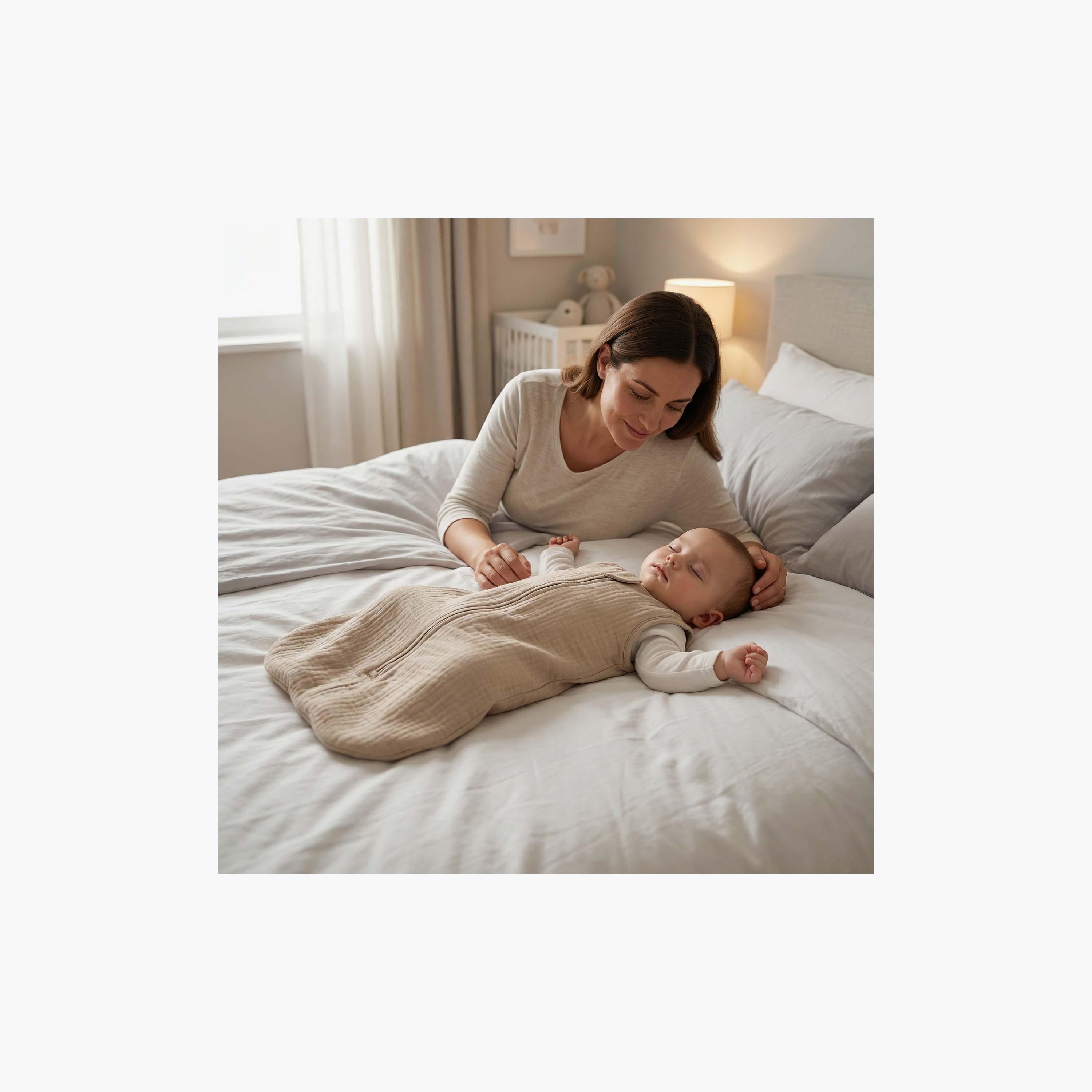 Moon Organic Crinkle Muslin Sleeveless Sleep Sack - 2.5 Tog - Brown-baby-nursery-blanketsandswaddles-swaddlesandsleepingbags-image-3