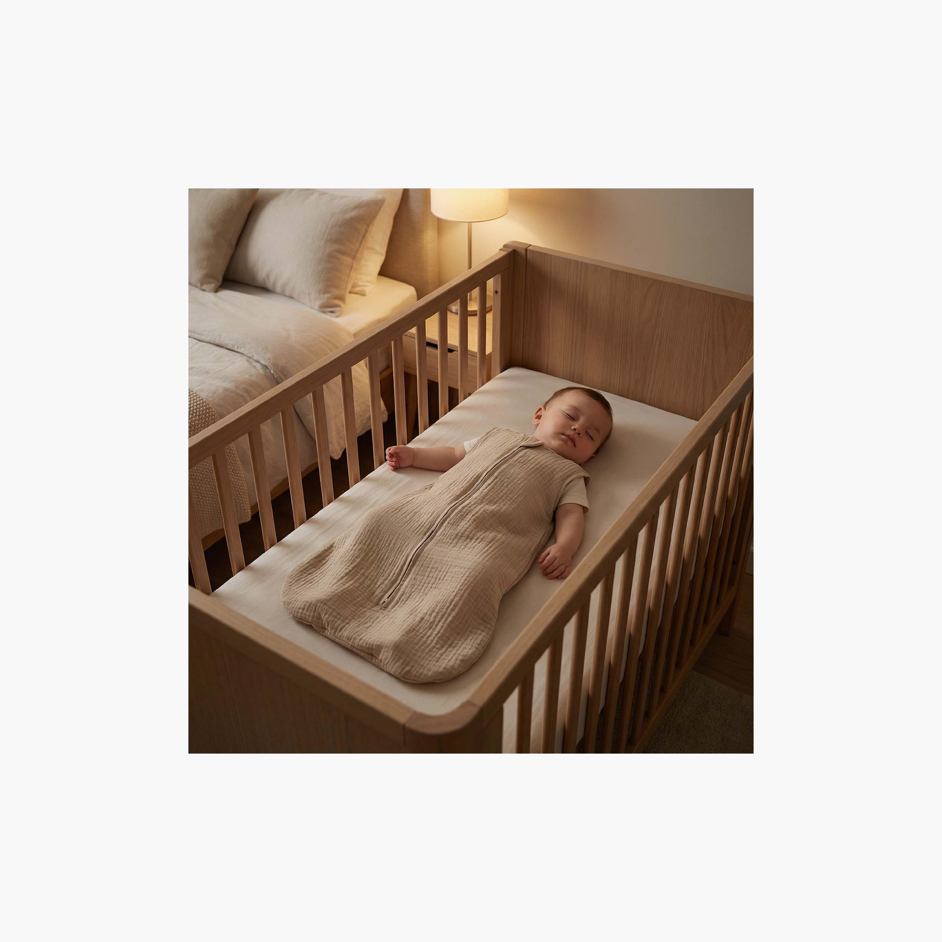 Moon Organic Crinkle Muslin Sleeveless Sleep Sack - 2.5 Tog - Brown-baby-nursery-blanketsandswaddles-swaddlesandsleepingbags-image-4