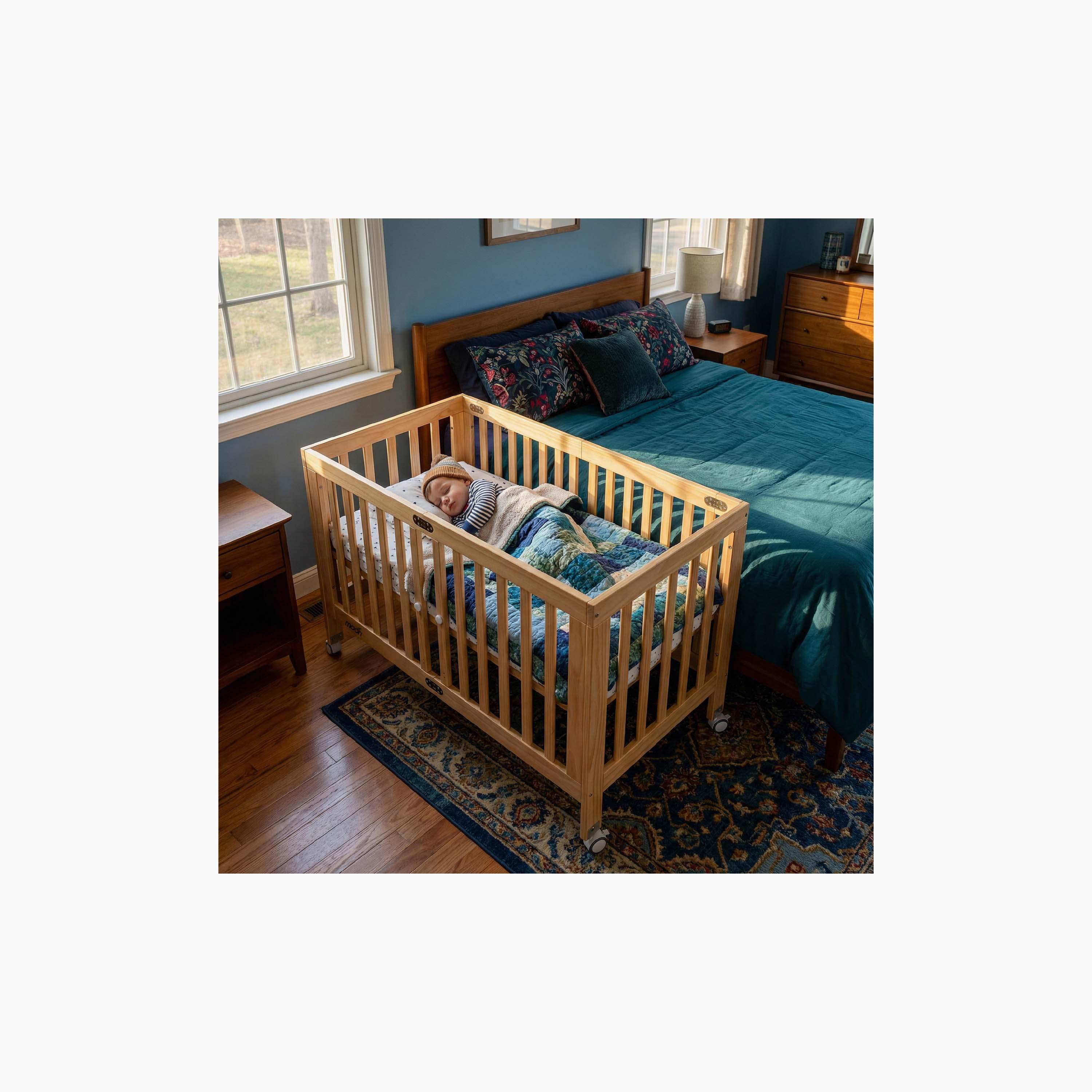 Moon Wooden Snug fold Foldable Crib-baby-nursery-furniture-cribsandbeds-babycribs-image-7