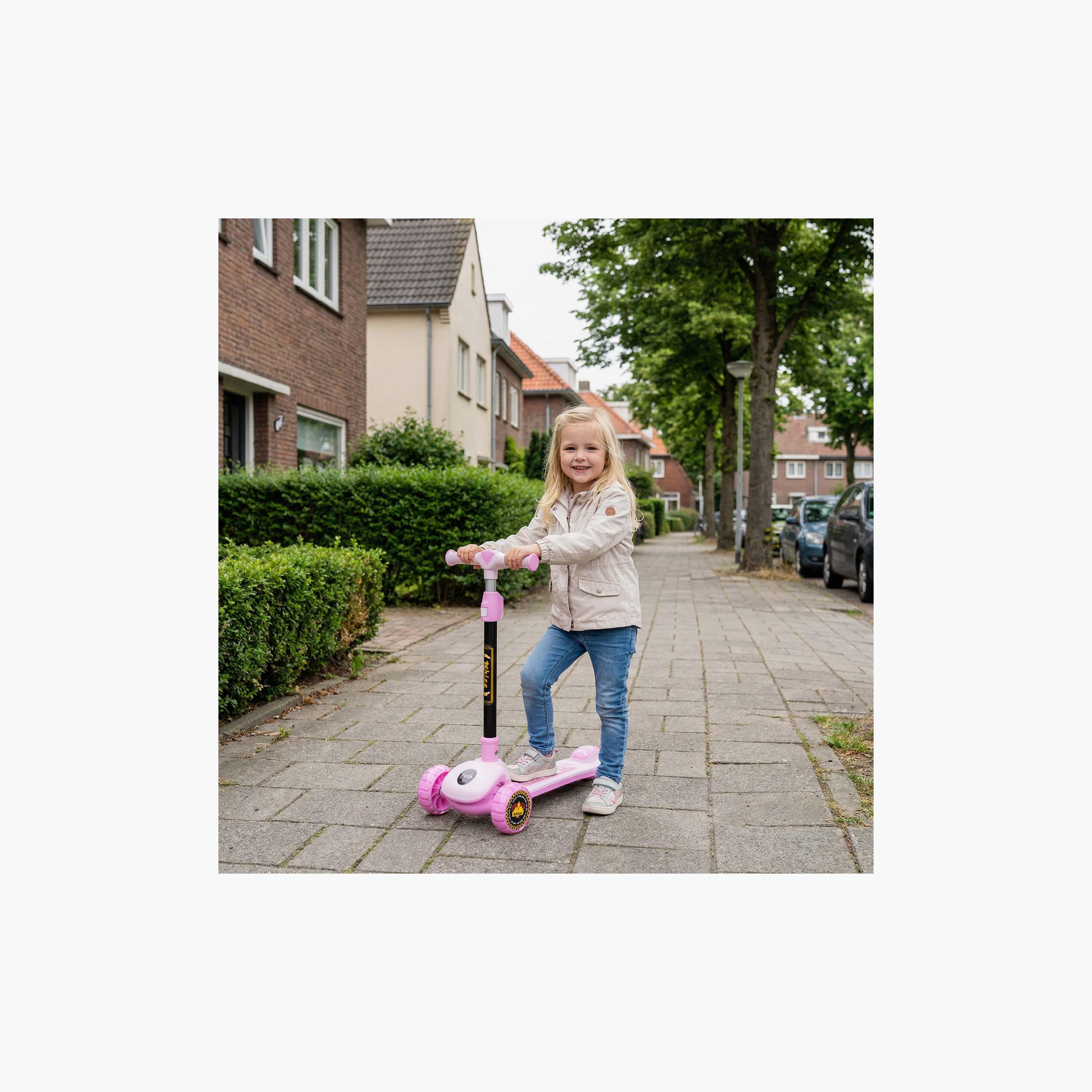 Moon 3-Wheel Foldable Scooter with Adjustable Height - Pink-toys-outdoor-scooters-image-4