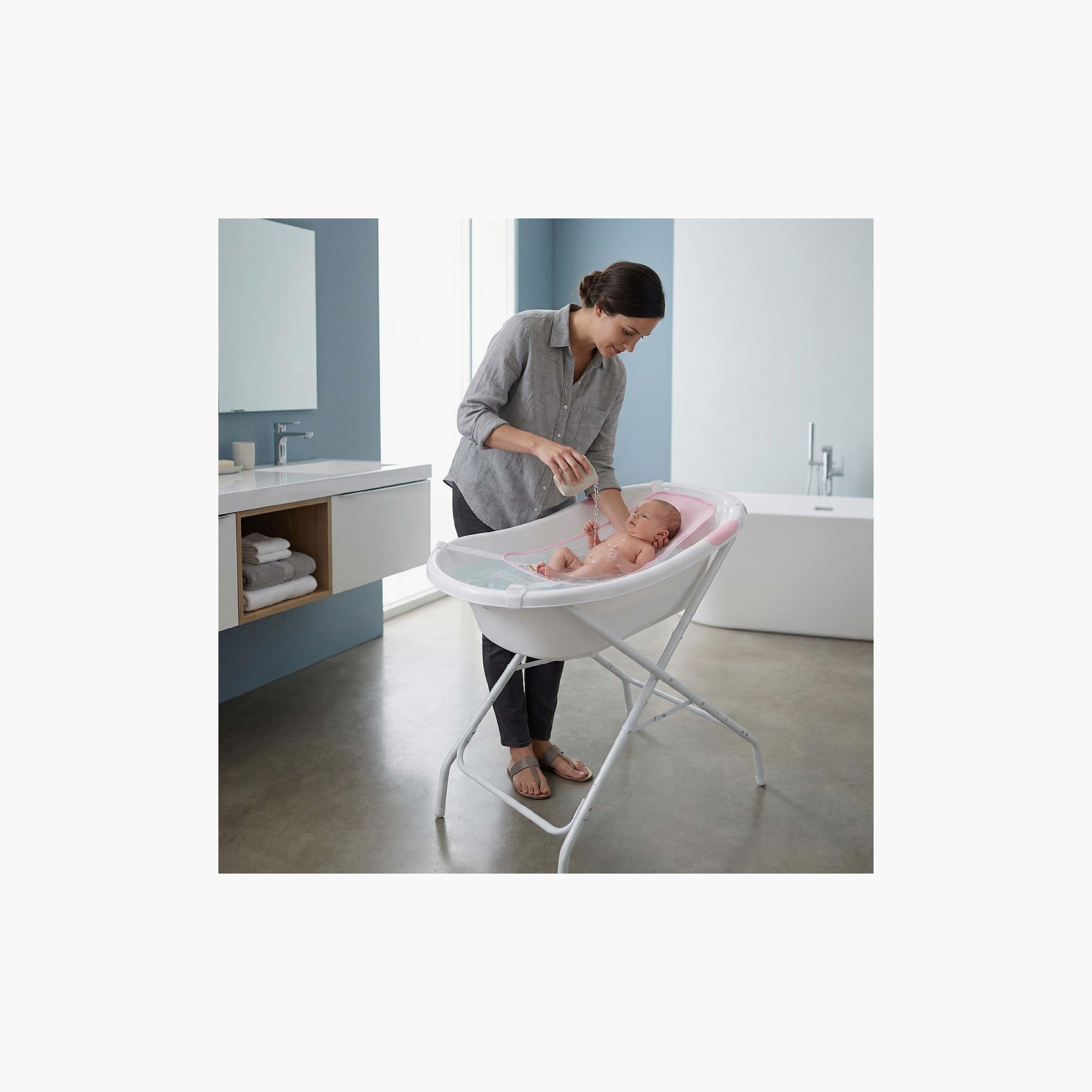 Moon Foldable & Stable Bathtub Stand - White-baby-bathandcare-bathtubs-image-5