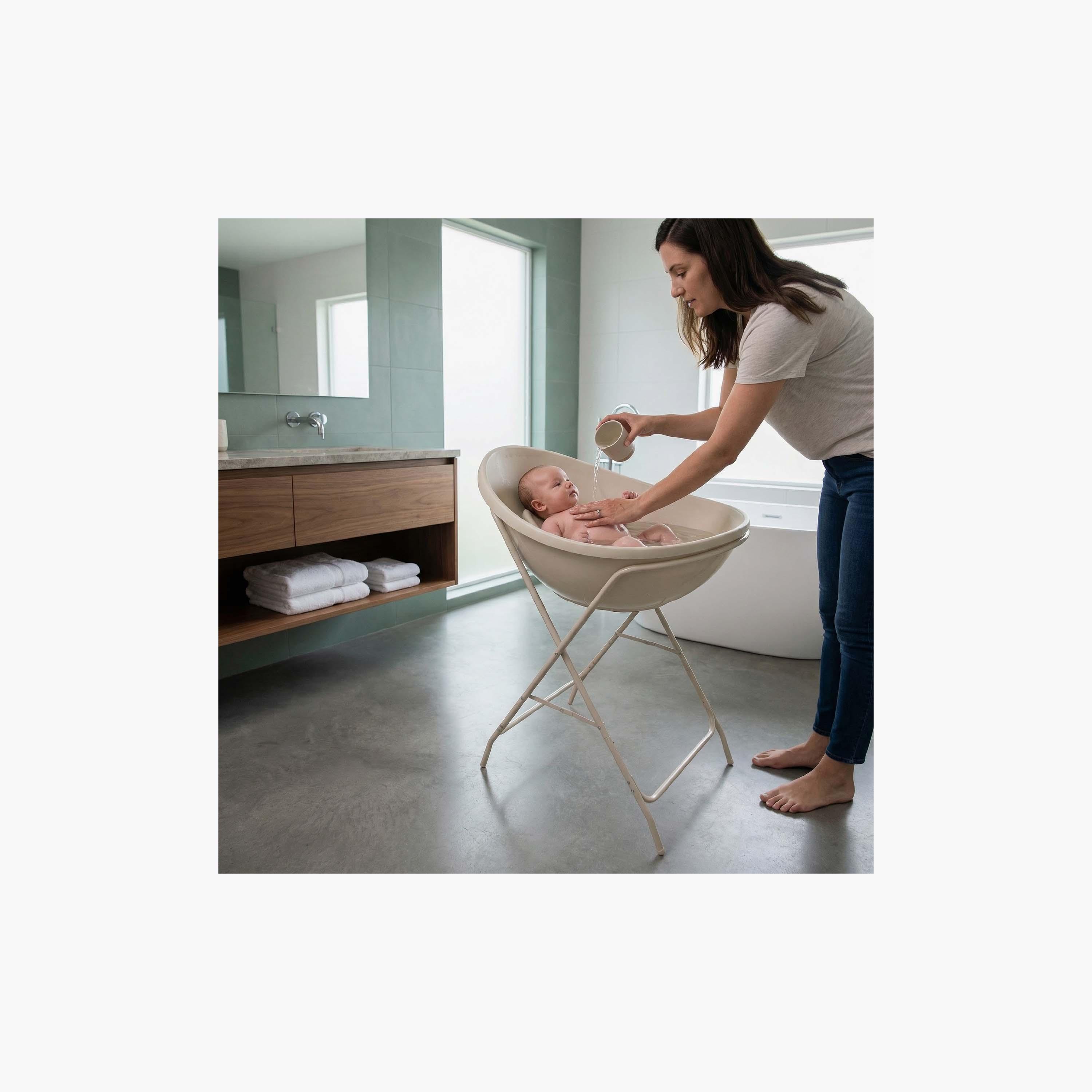 Moon Foldable & Stable Bathtub Stand - Beige-baby-bathandcare-bathtubs-image-4