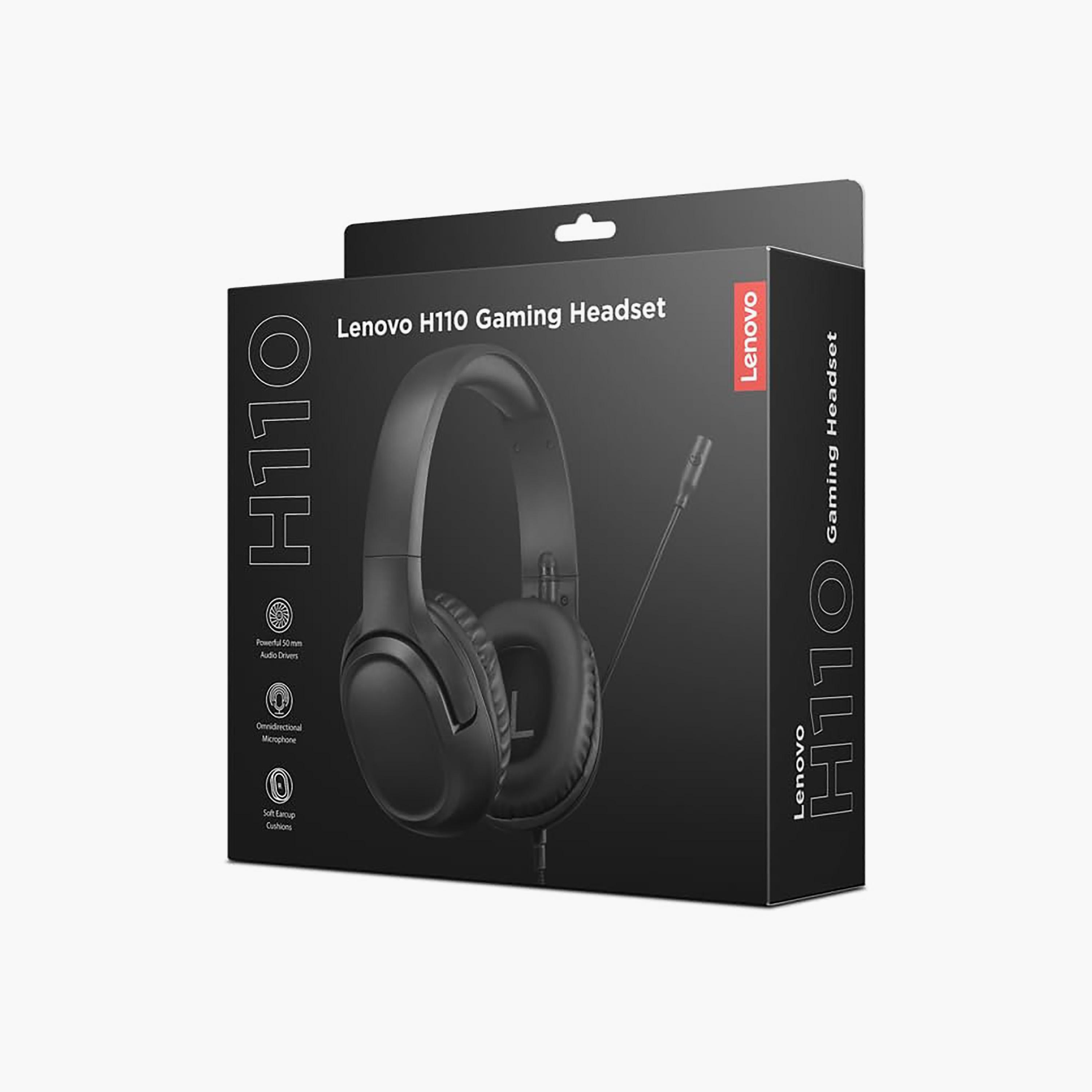 سماعة رأس سلكية للألعاب لينوفو مع ميكروفون 3.5 ملم باللون الأسود | H110-electronics-headphonesandearphones-image-3