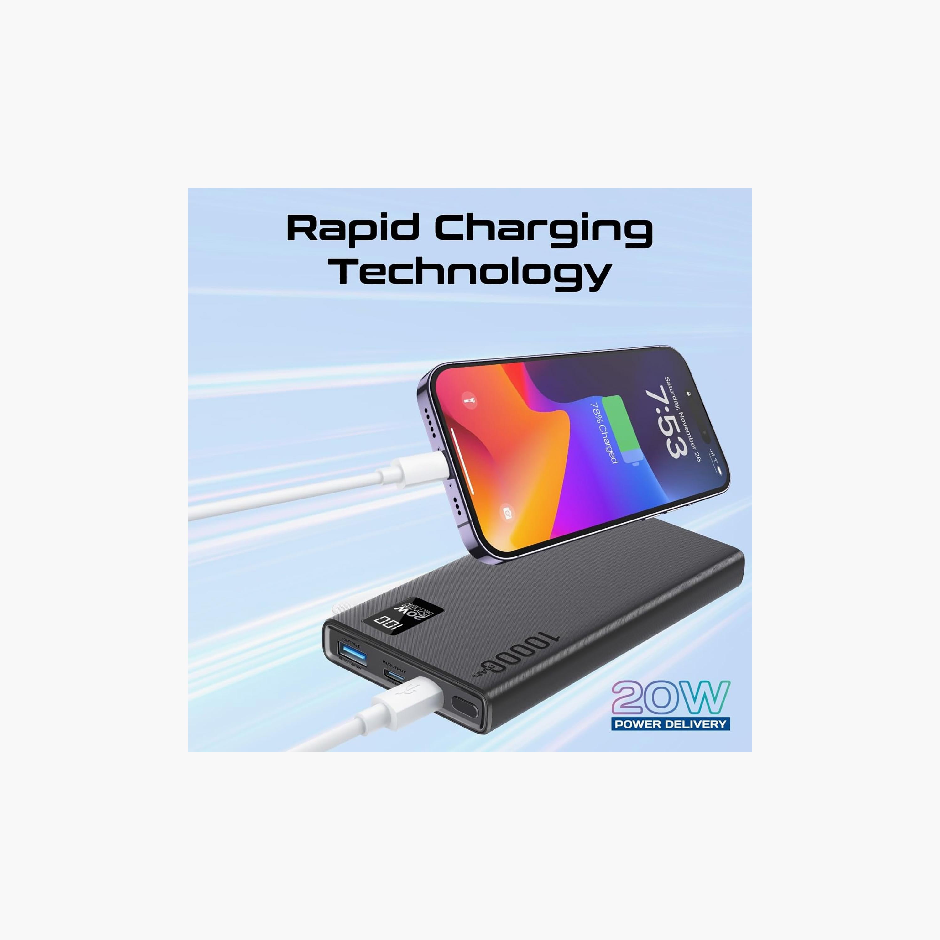Promate 10000mAh Power Bank with 20W Type-C 22.5W QC 3.0 LCD Display | Bolt-10PD-electronics-accessories-mobileaccesories-image-2