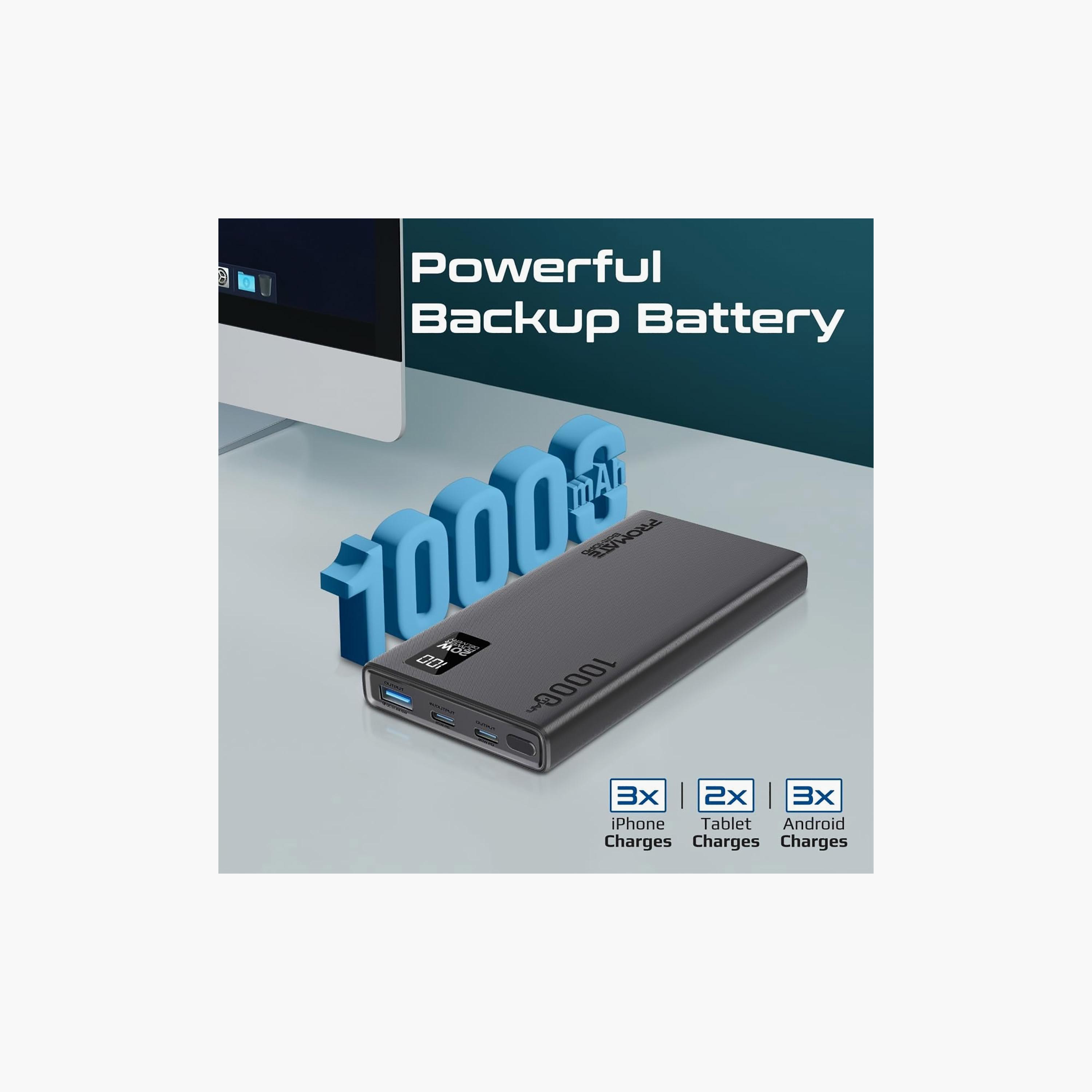 Promate 10000mAh Power Bank with 20W Type-C 22.5W QC 3.0 LCD Display | Bolt-10PD-electronics-accessories-mobileaccesories-image-3
