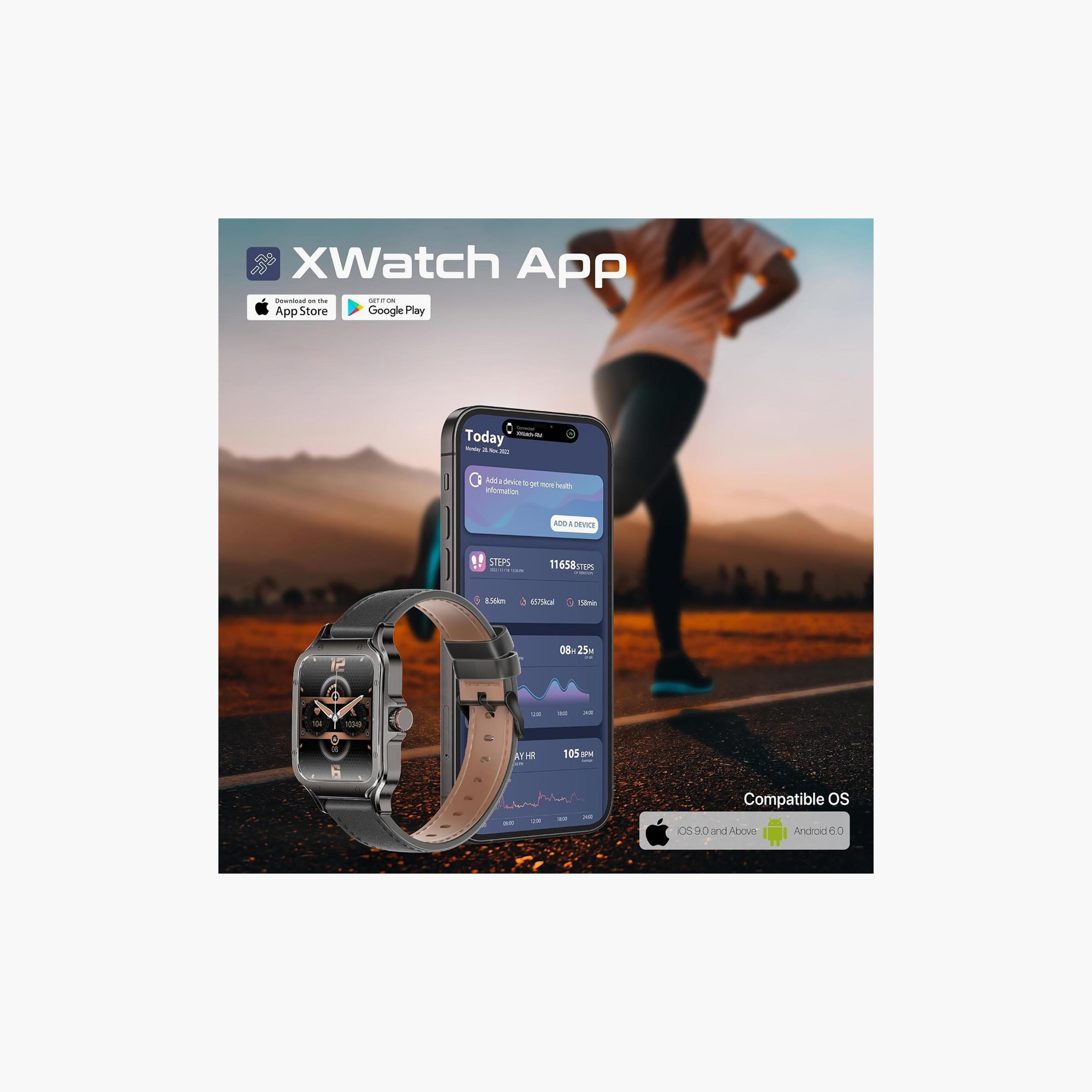 ساعة ذكية بروميت بشاشة أموليد منحنية وأكثر من 100 وضع رياضي باللون الأسود | XWATCH-RM-men-watchesandjewellery-watches-image-6