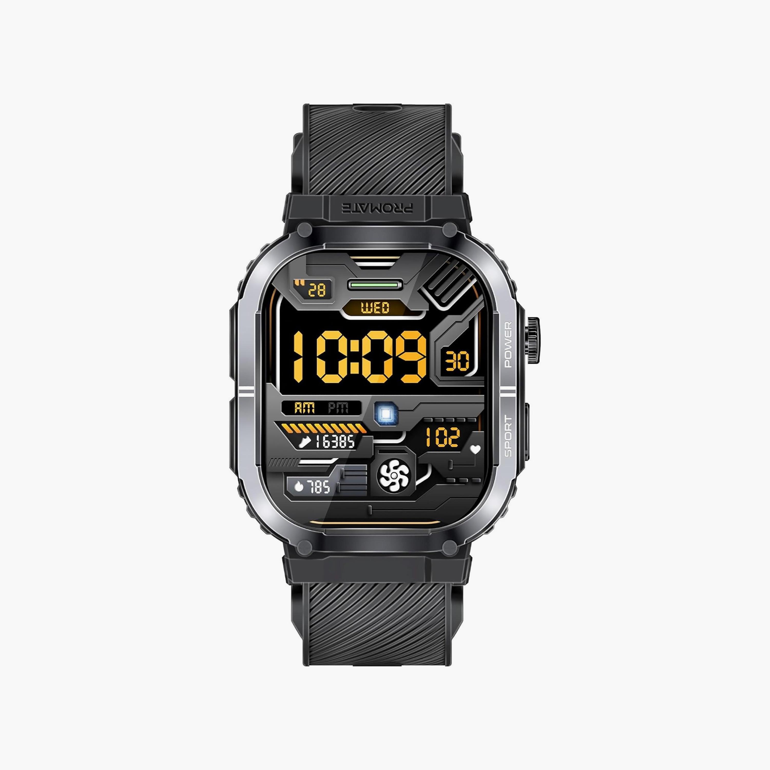 Promate SportFit Smartwatch 2.01" TFT 100+ Sports Modes HR & Sleep Tracker Black-men-watchesandjewellery-watches-image-1