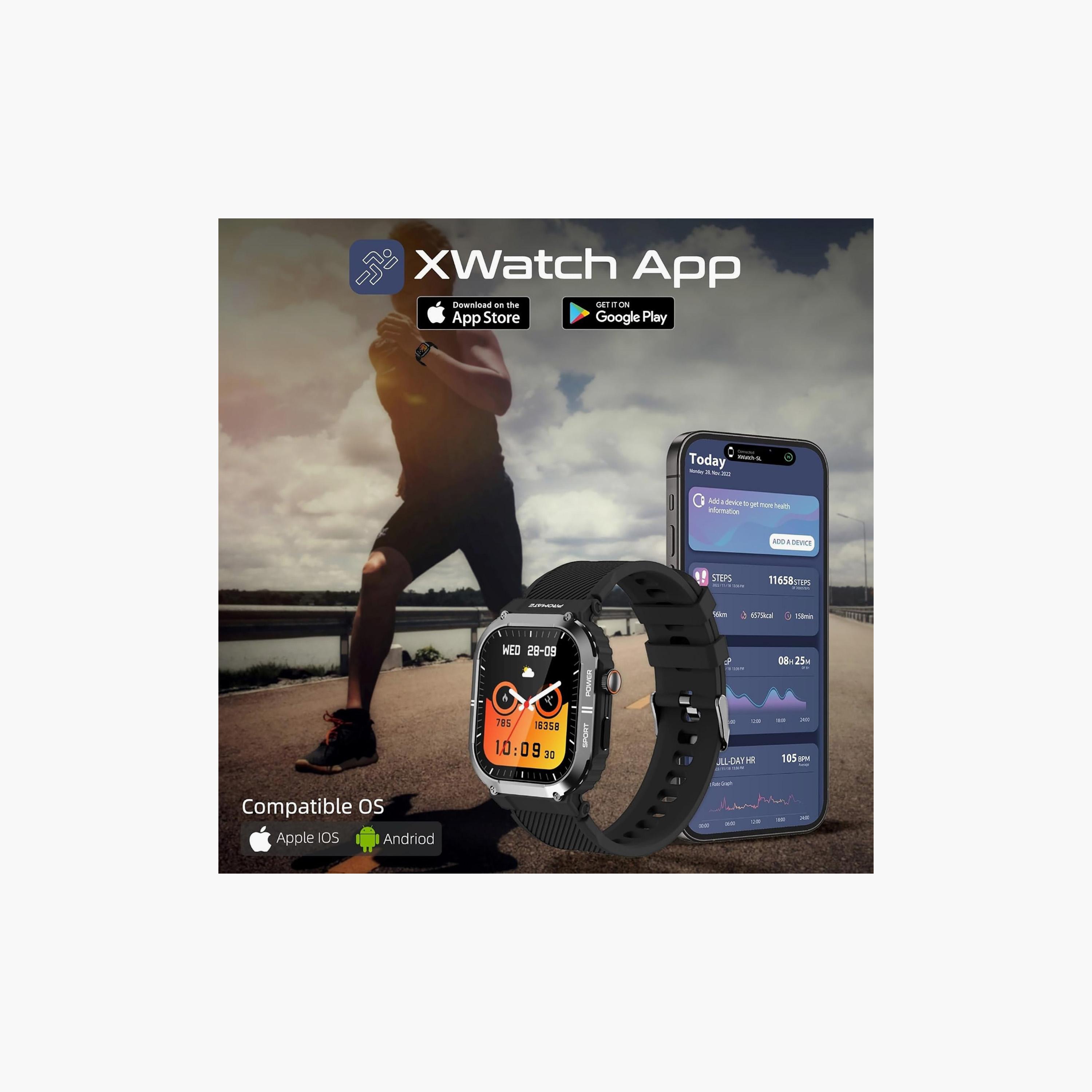 Promate SportFit Smartwatch 2.01" TFT 100+ Sports Modes HR & Sleep Tracker Black-men-watchesandjewellery-watches-image-10