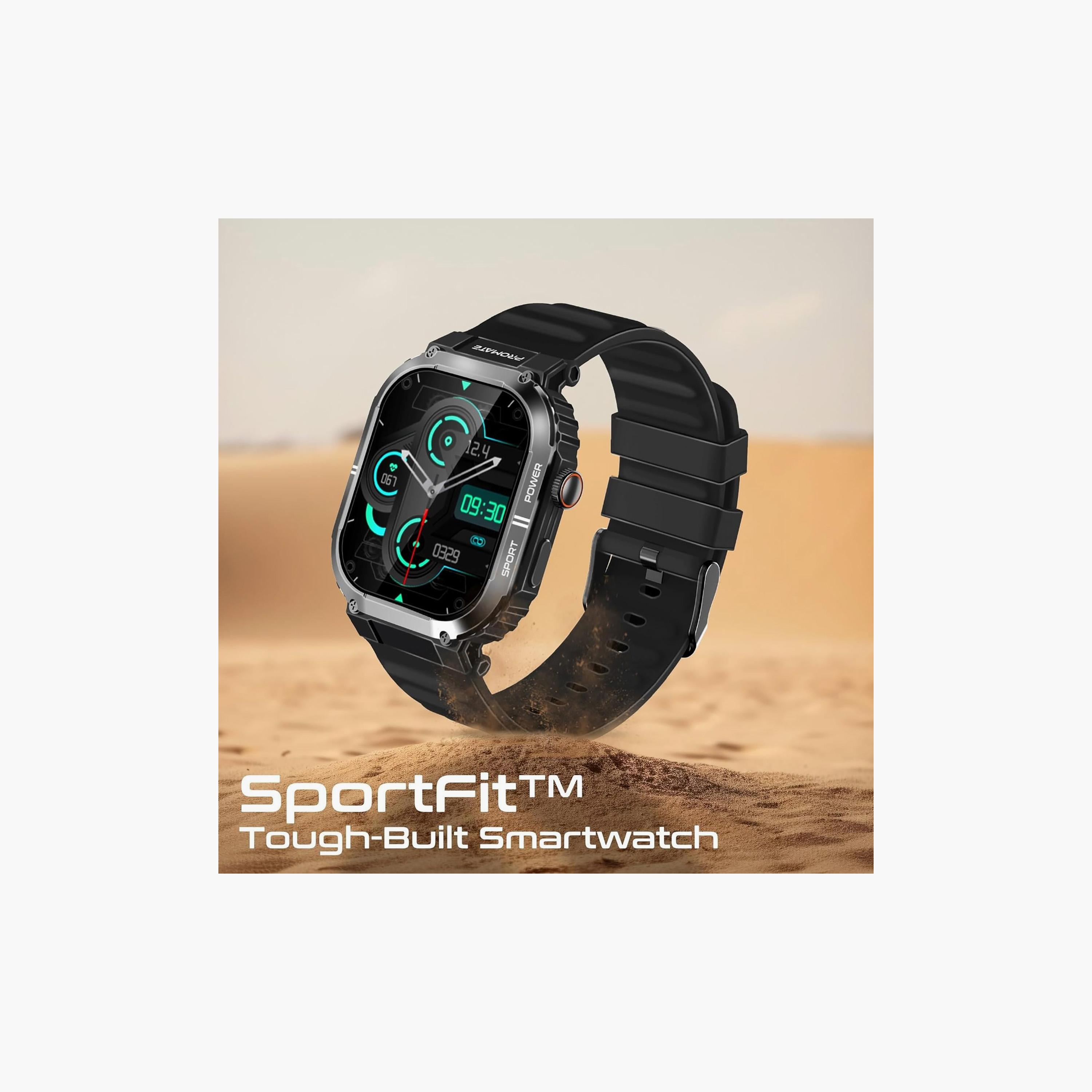 Promate SportFit Smartwatch 2.01" TFT 100+ Sports Modes HR & Sleep Tracker Black-men-watchesandjewellery-watches-image-11